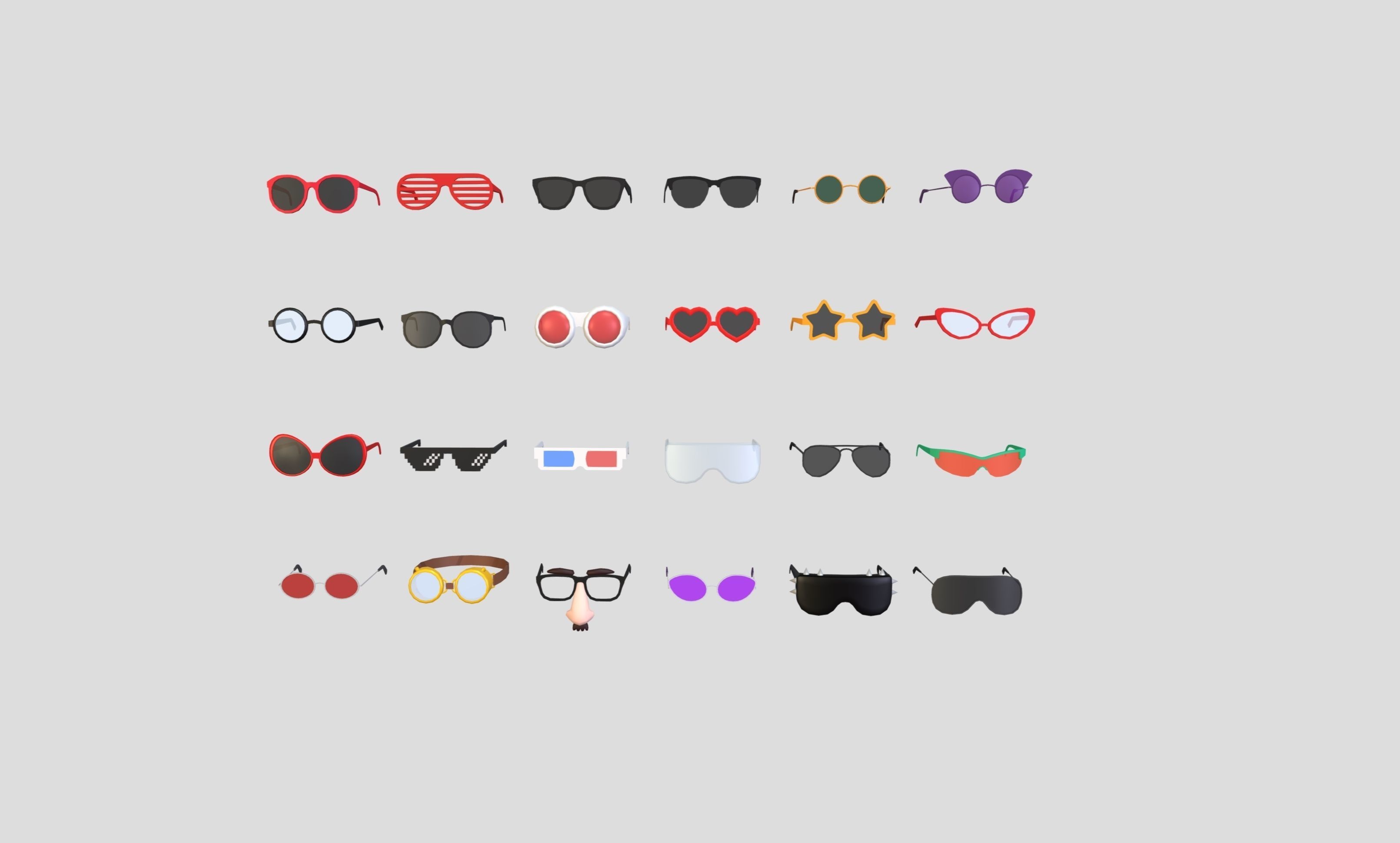 Low Poly Glasses Pack Low-poly 3D model_1
