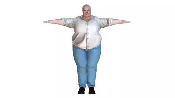 Fat Man Business Rigged and Blendshapes Low-poly 3D model