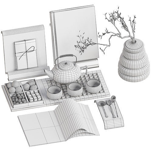 Japandi Decorative Set 3D model 5