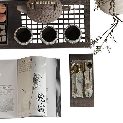 Japandi Decorative Set 3D model 2