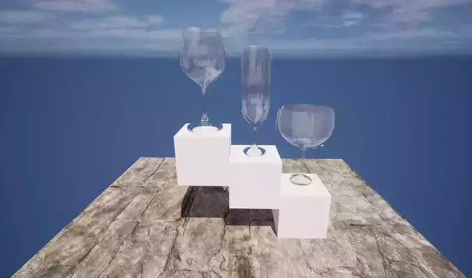 Wine Glasses - High Poly 3D model