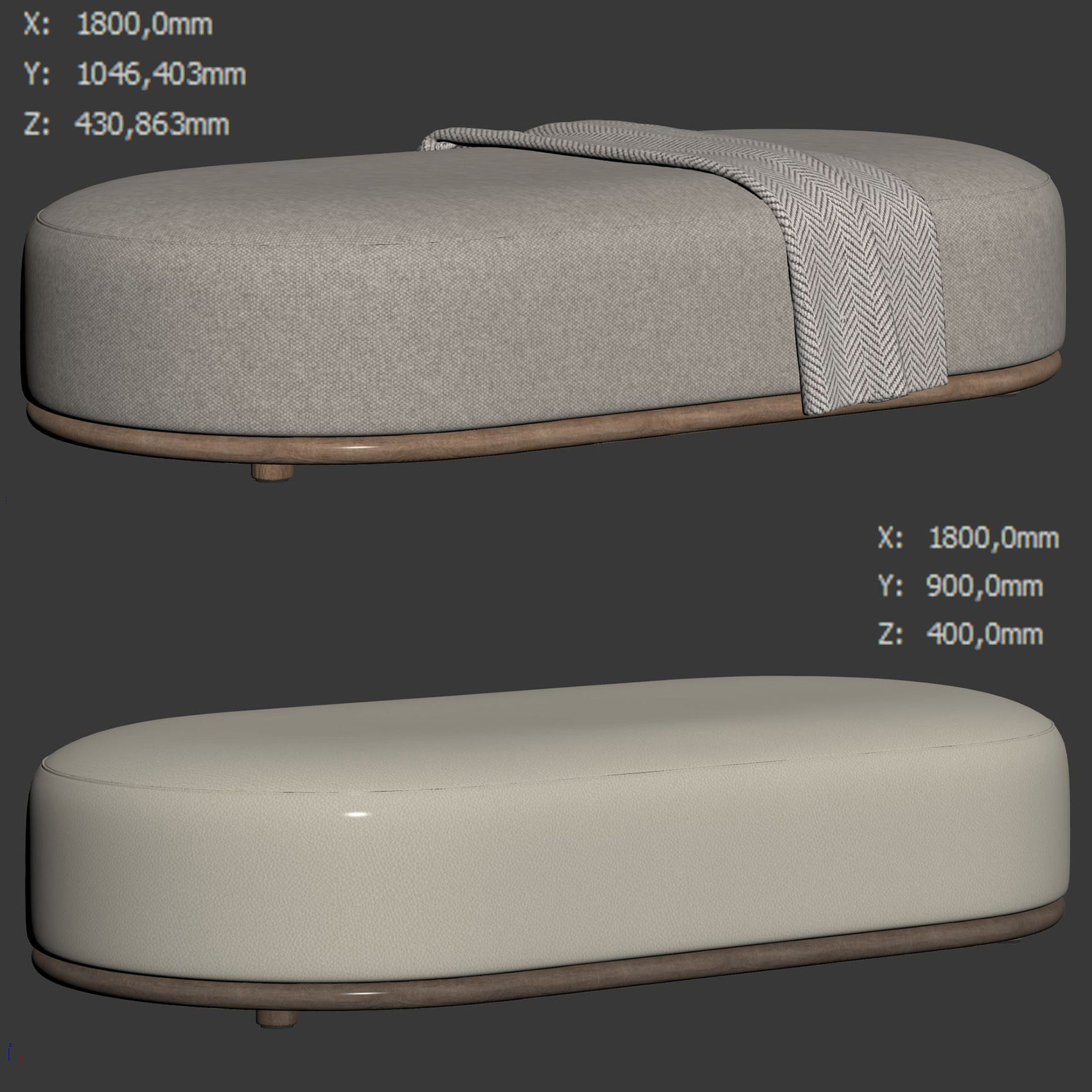Cask XL Ottoman by Expormim 3D model_5