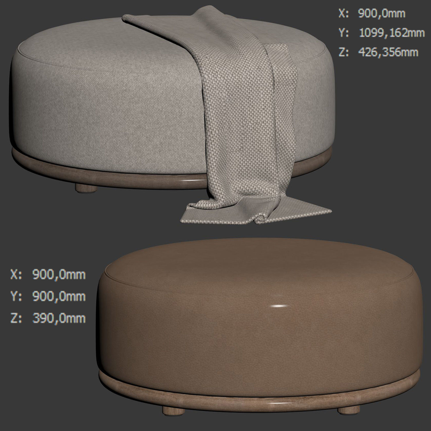 Cask Pouf by Expormim 3D model_3