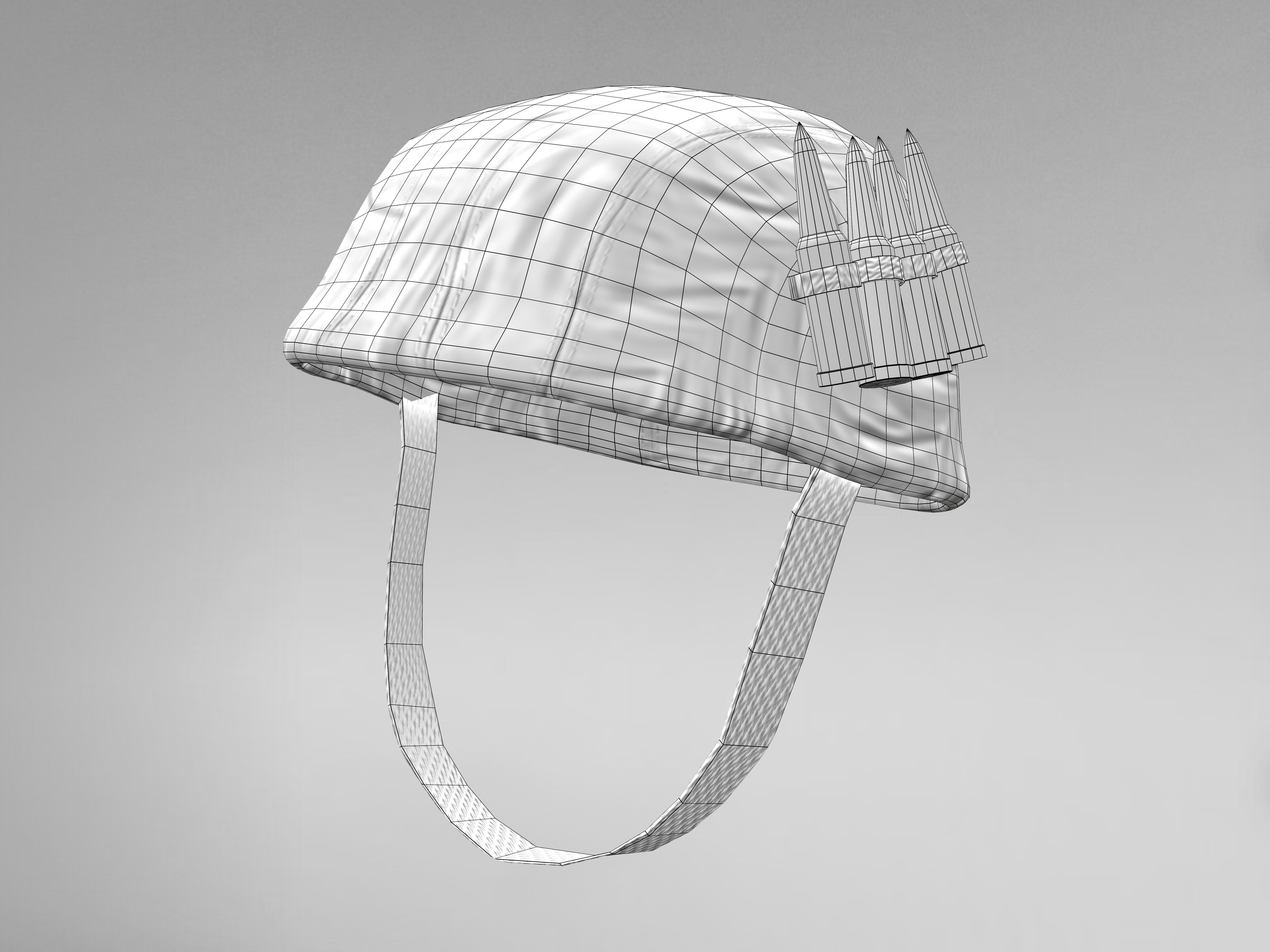 Army Helmet with Bullets Low-poly 3D model_3