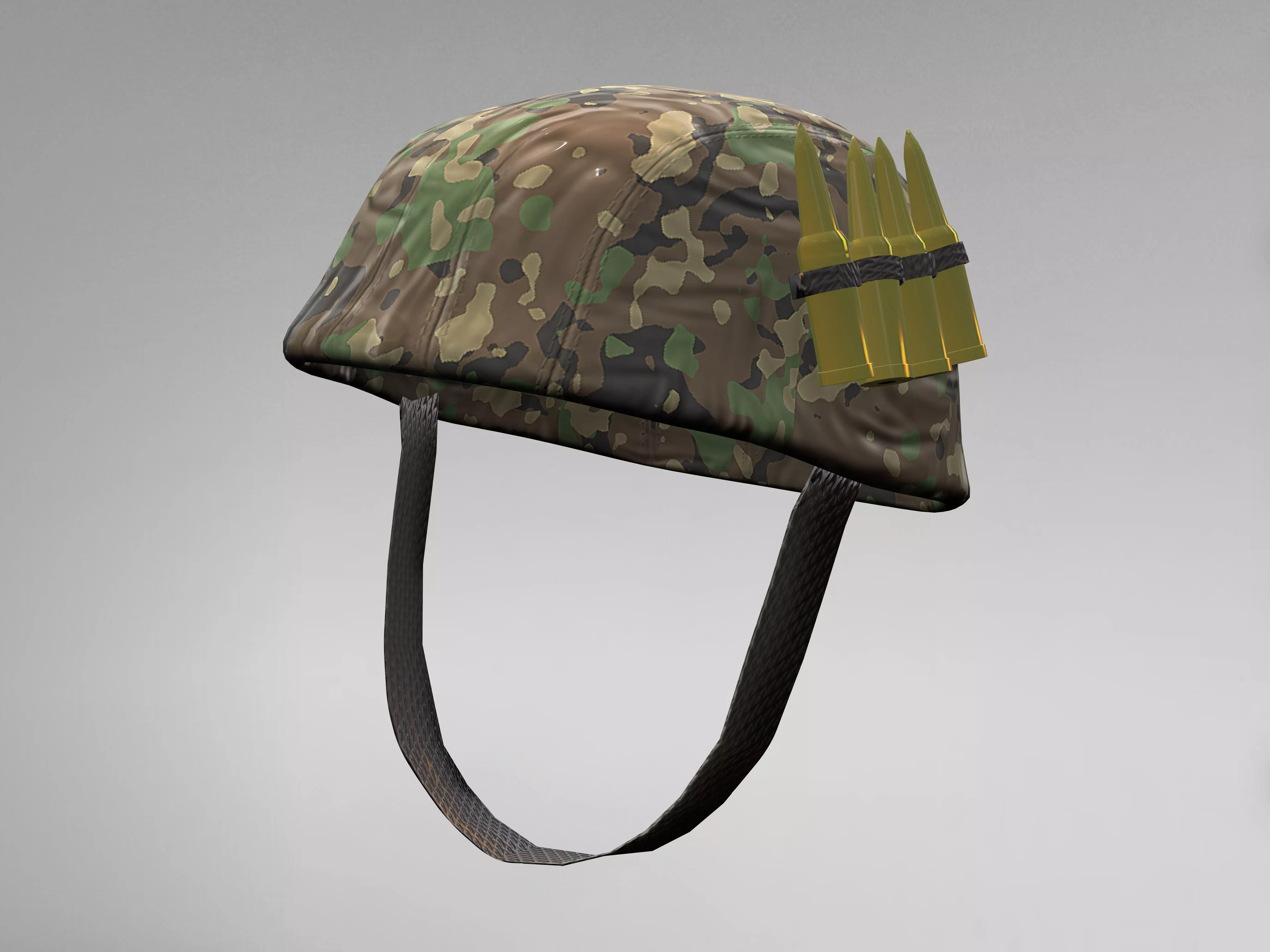 Army Helmet with Bullets Low-poly 3D model_0