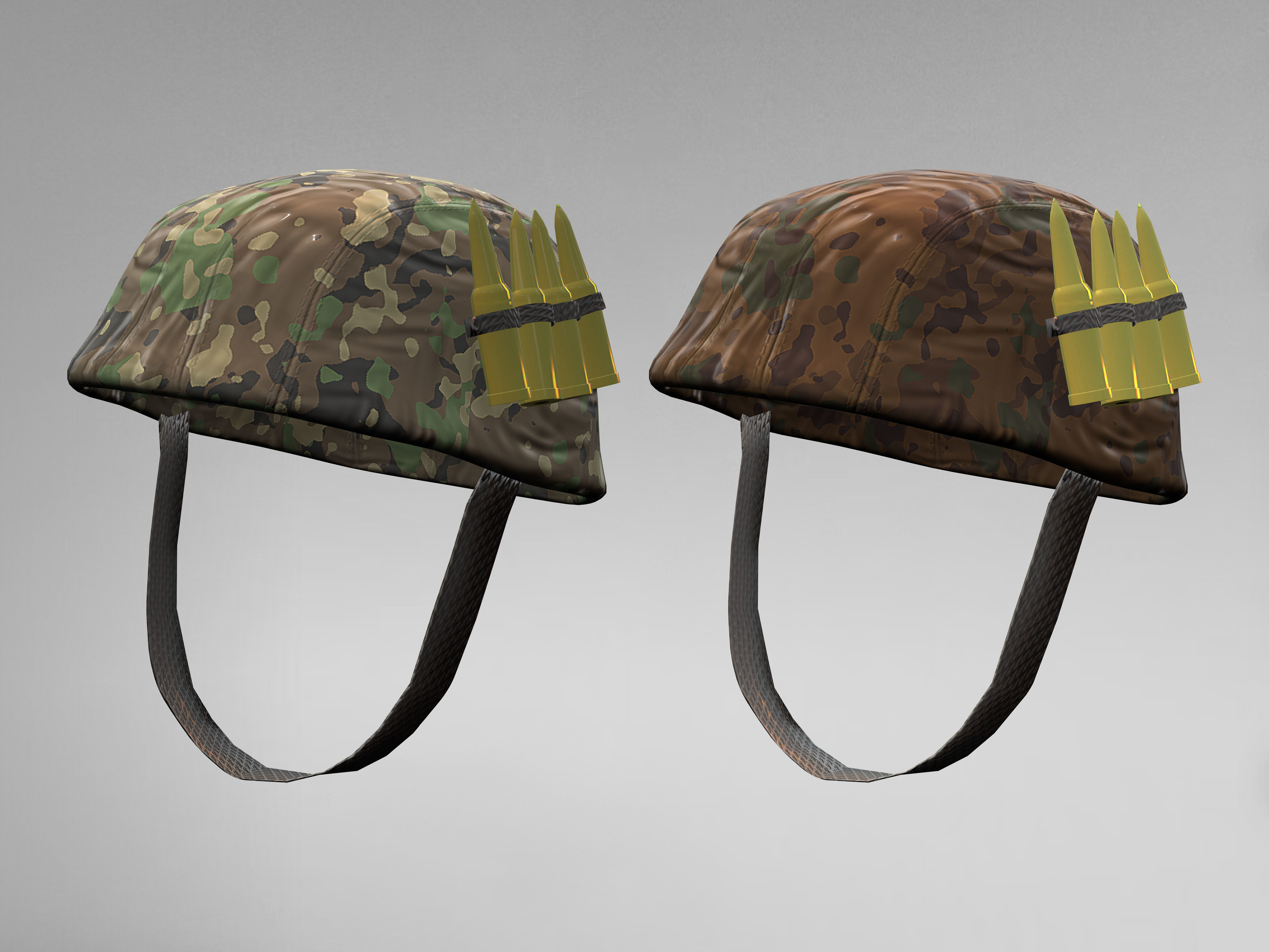 Army Helmet with Bullets Low-poly 3D model_2
