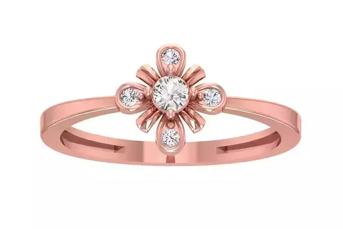 Unique Solitaire Flower Wedding Engagement Ring for Women 3D print model