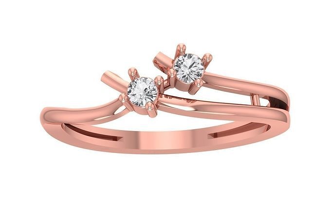 Unique Solitaire Wedding Engagement Two Stone Ring for Women 3D print model