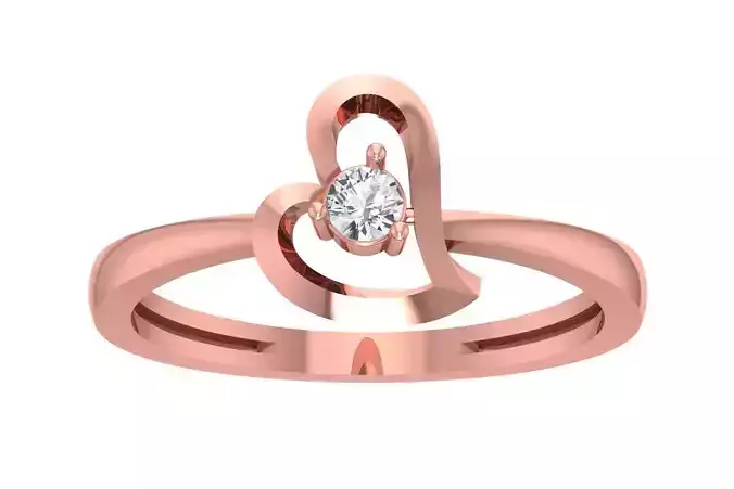 Unique Solitaire Heart Wedding Engagement Ring for Women 3D print model