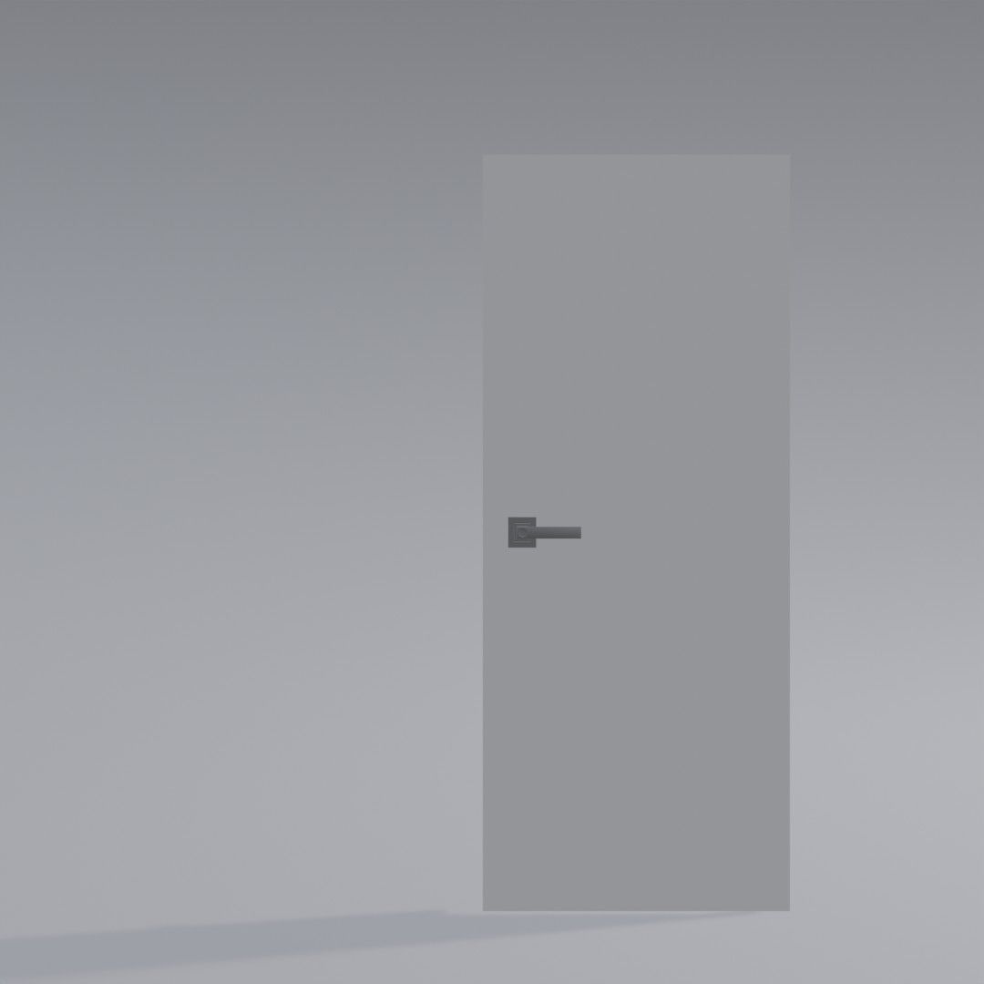Simple door with handle Free 3D model_1