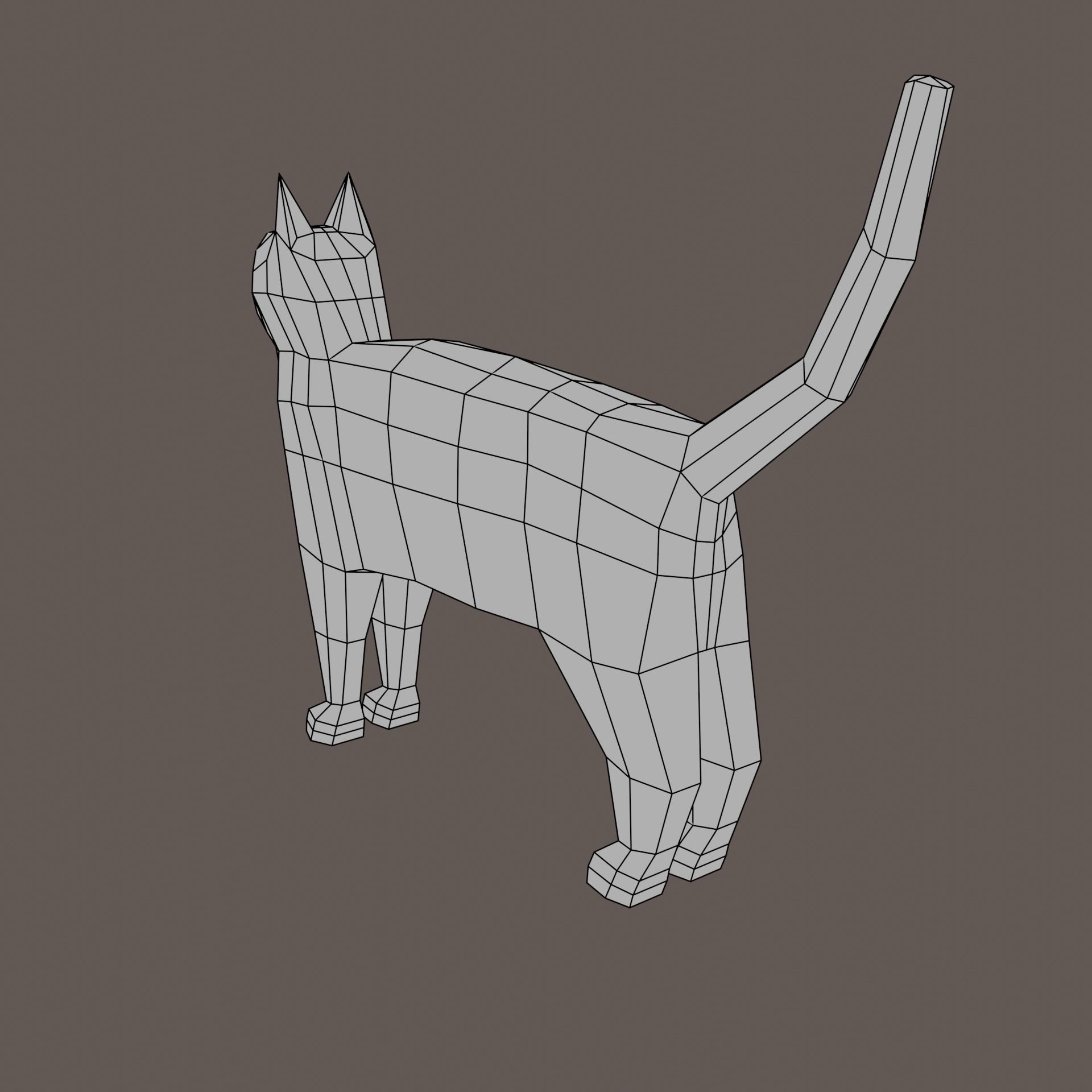 Low-Poly Cat with Multiple Textures Low-poly 3D model_26
