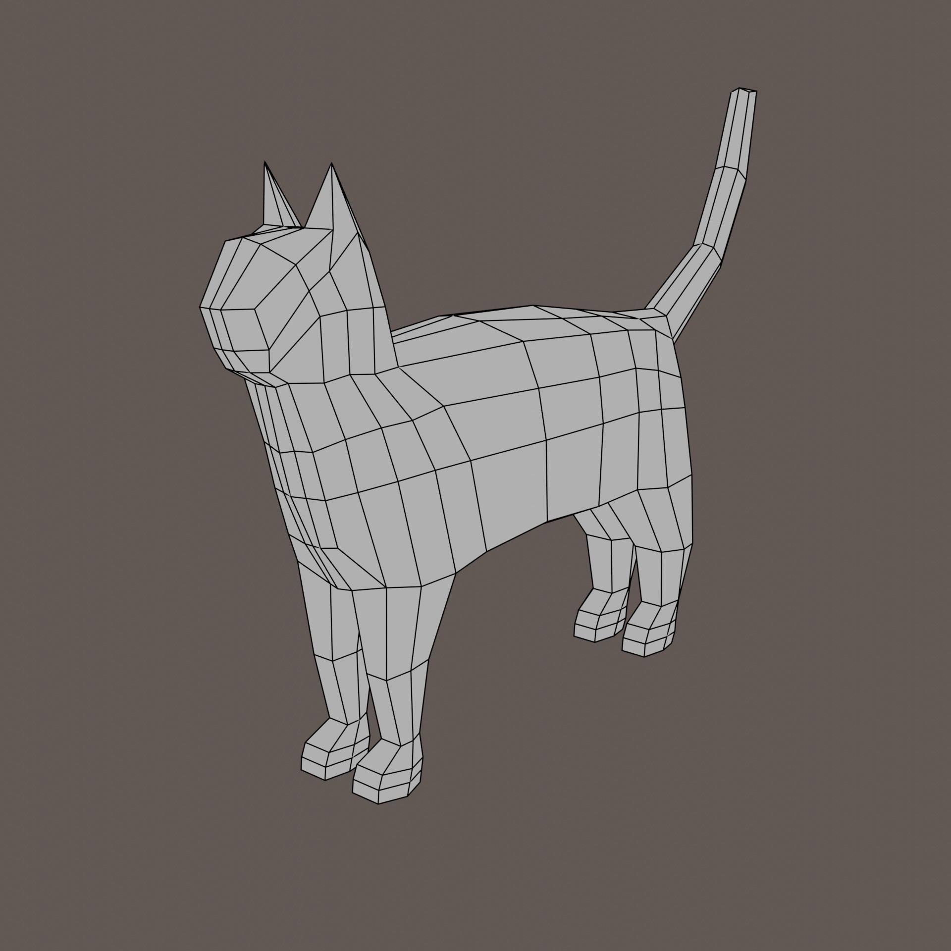 Low-Poly Cat with Multiple Textures Low-poly 3D model_15