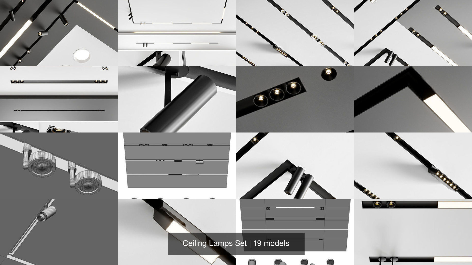 Ceiling Lamps Set 3D Model Collection_6