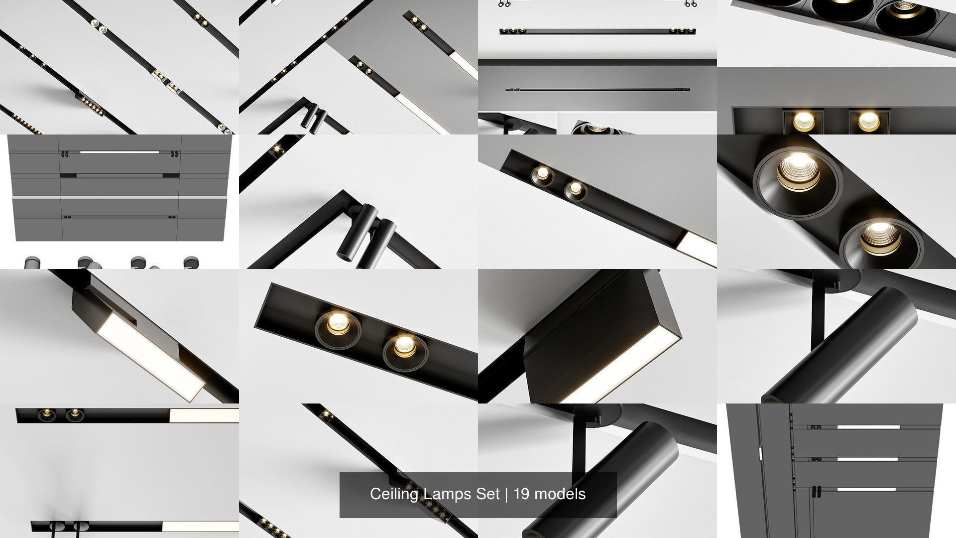 Ceiling Lamps Set 3D Model Collection_8