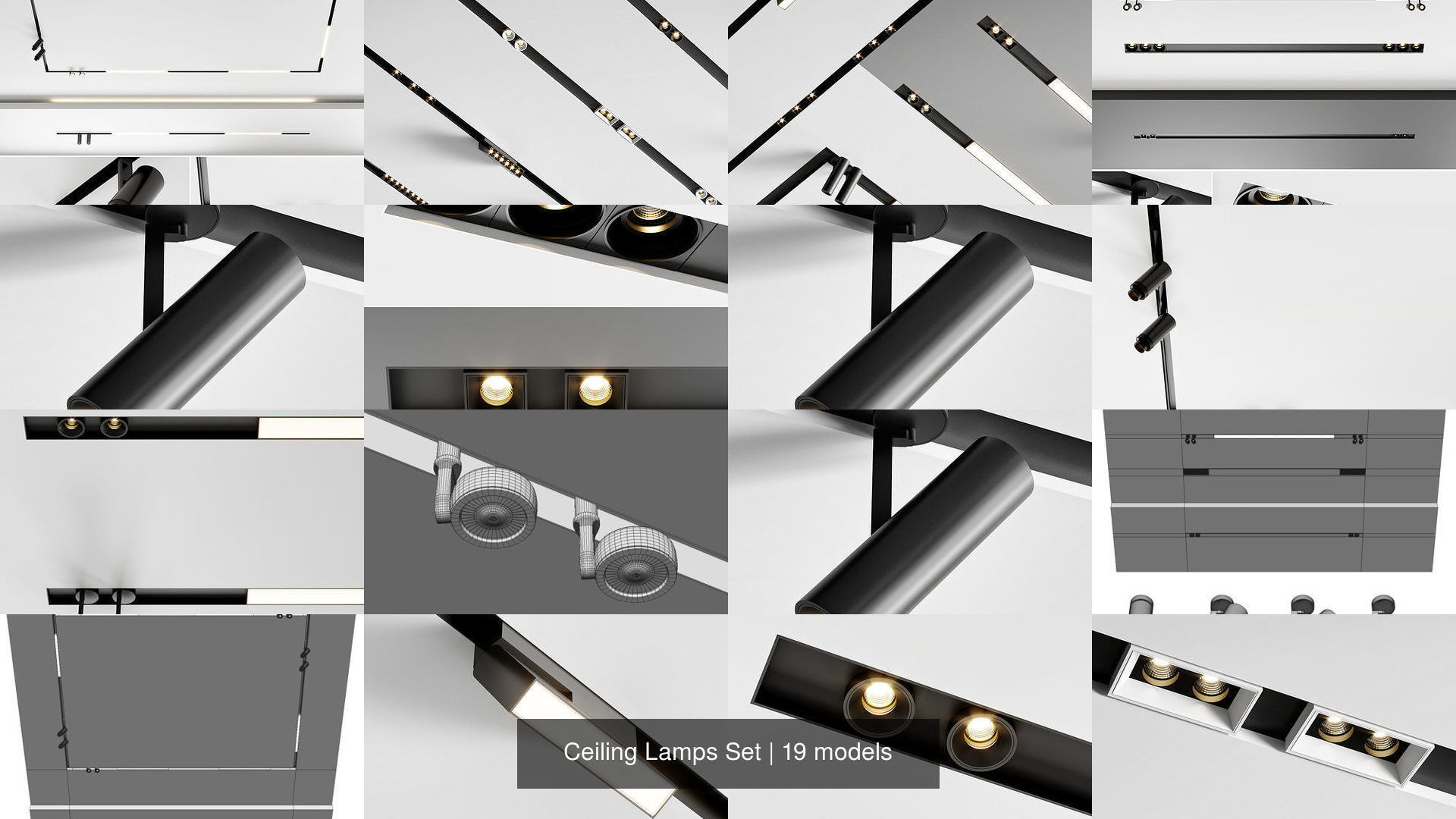 Ceiling Lamps Set 3D Model Collection_7