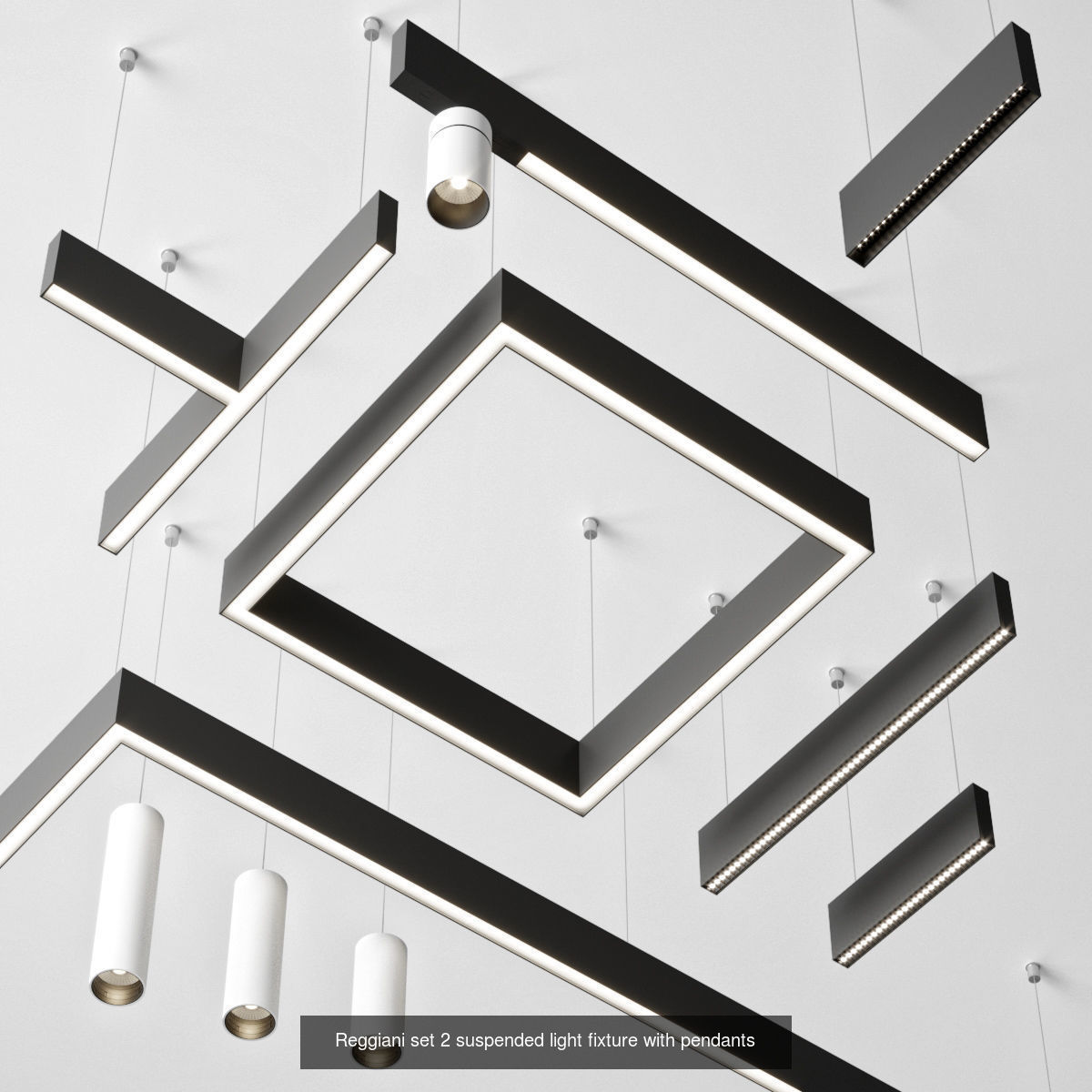 Ceiling Lamps Set 3D Model Collection_10