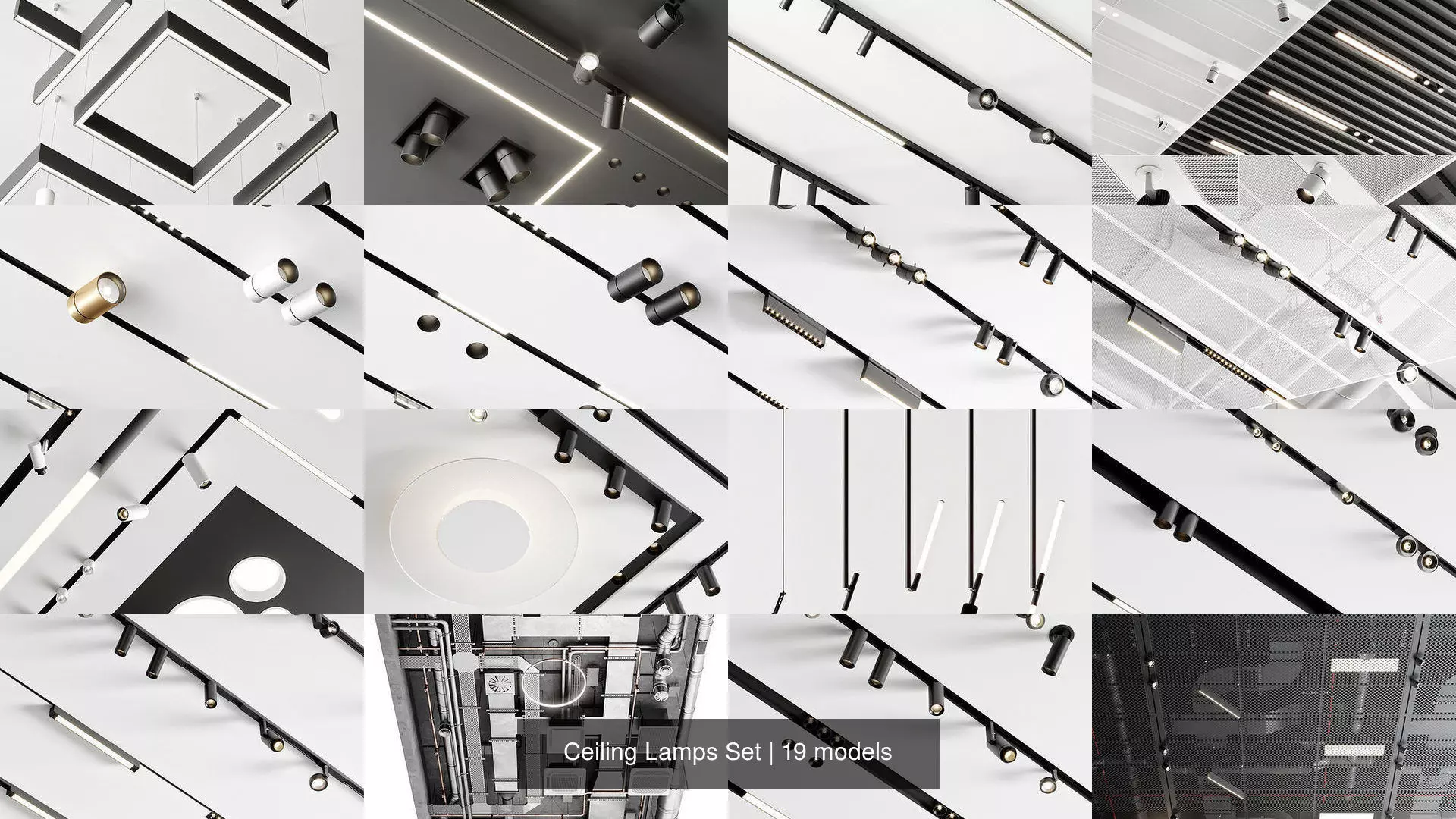 Ceiling Lamps Set 3D Model Collection_0