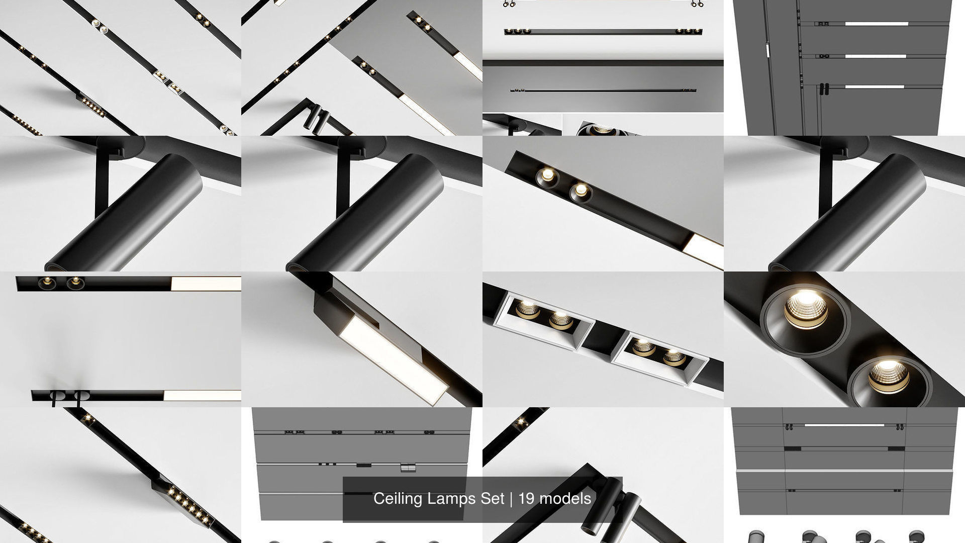 Ceiling Lamps Set 3D Model Collection_4