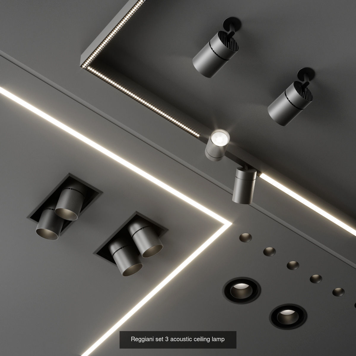 Ceiling Lamps Set 3D Model Collection_11