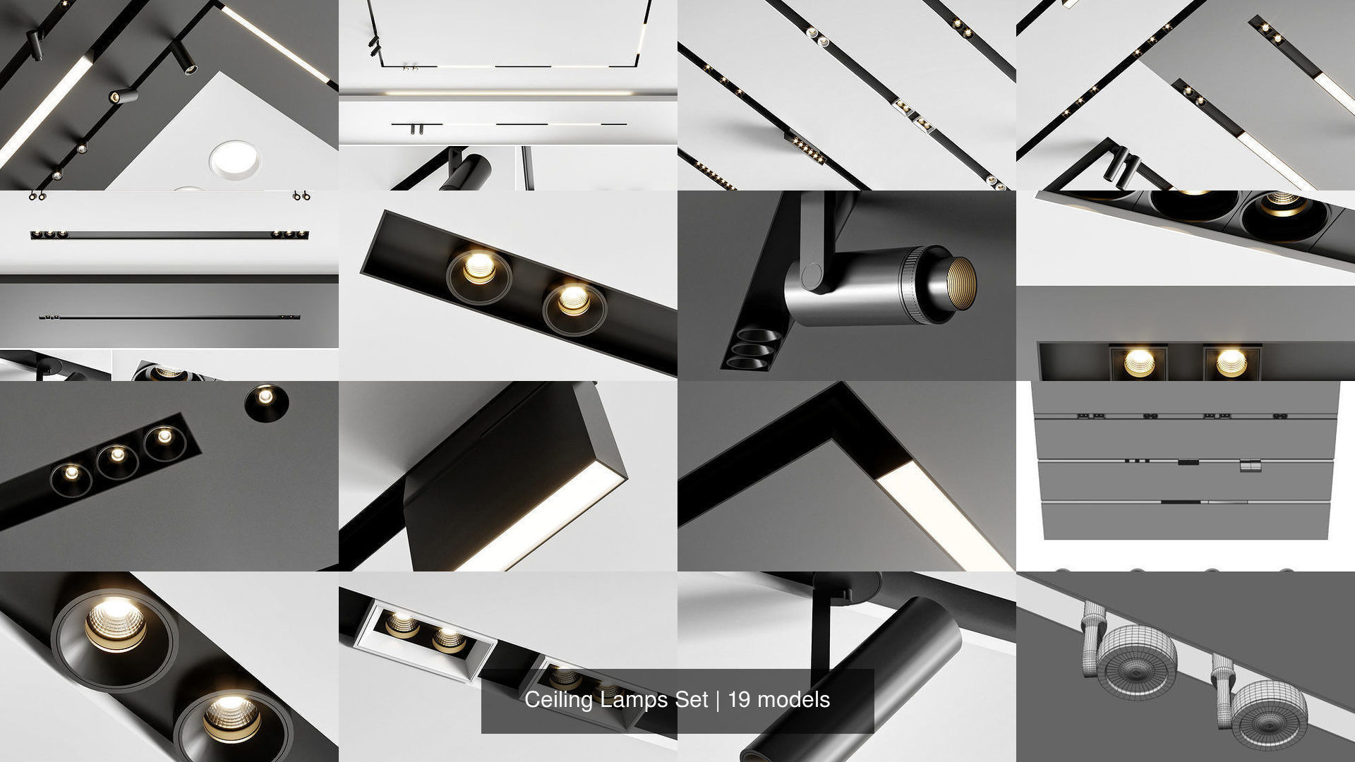 Ceiling Lamps Set 3D Model Collection_5