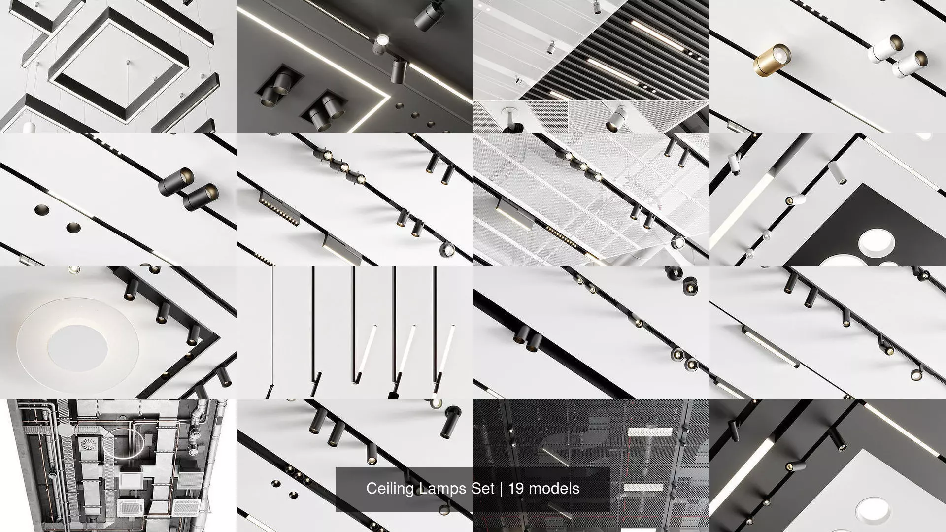 Ceiling Lamps Set 3D Model Collection_2