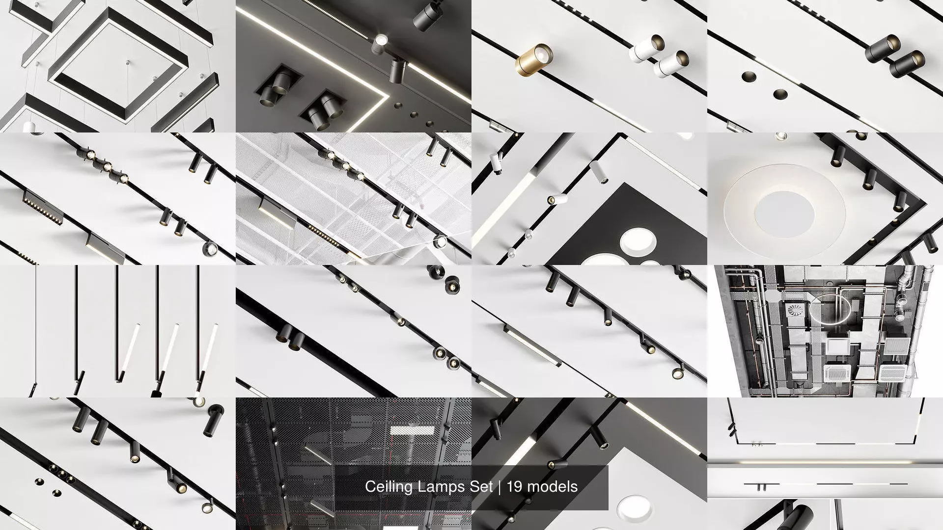 Ceiling Lamps Set 3D Model Collection_3