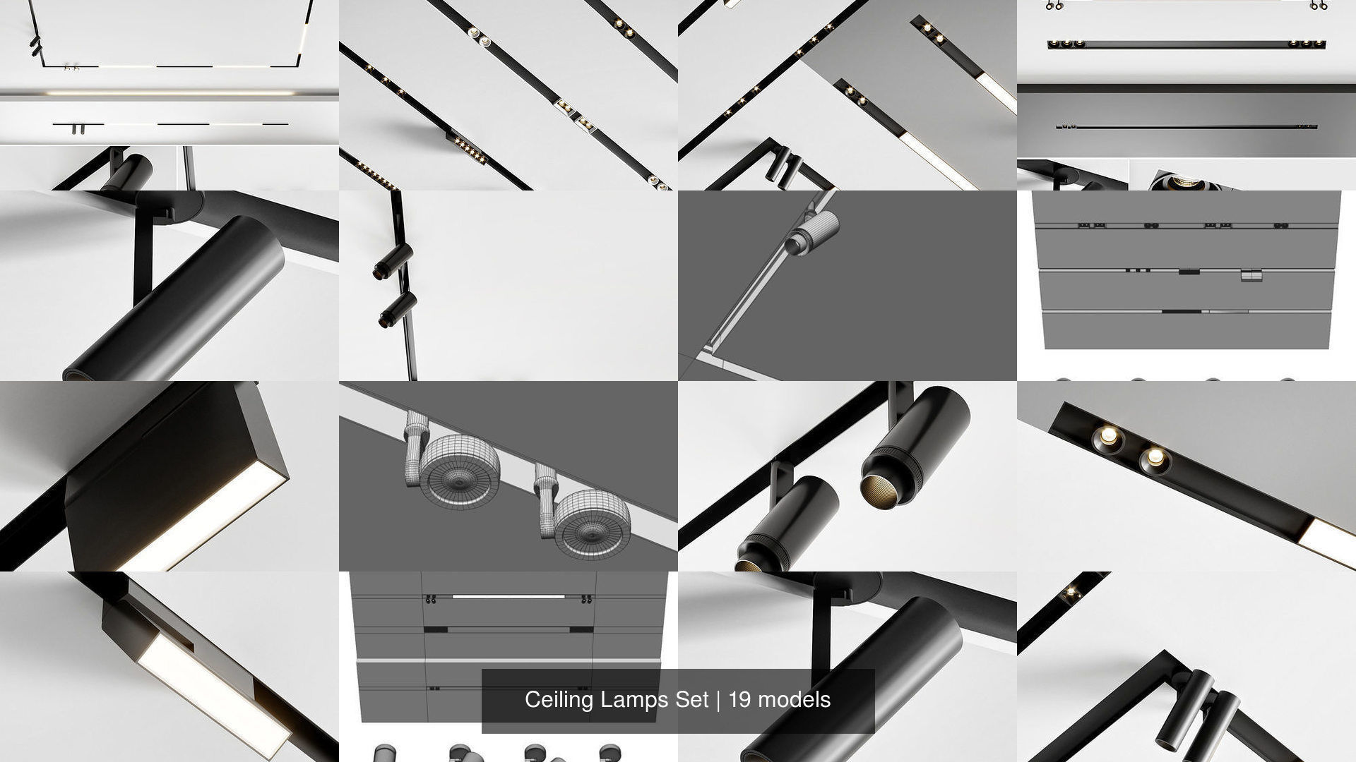 Ceiling Lamps Set 3D Model Collection_9