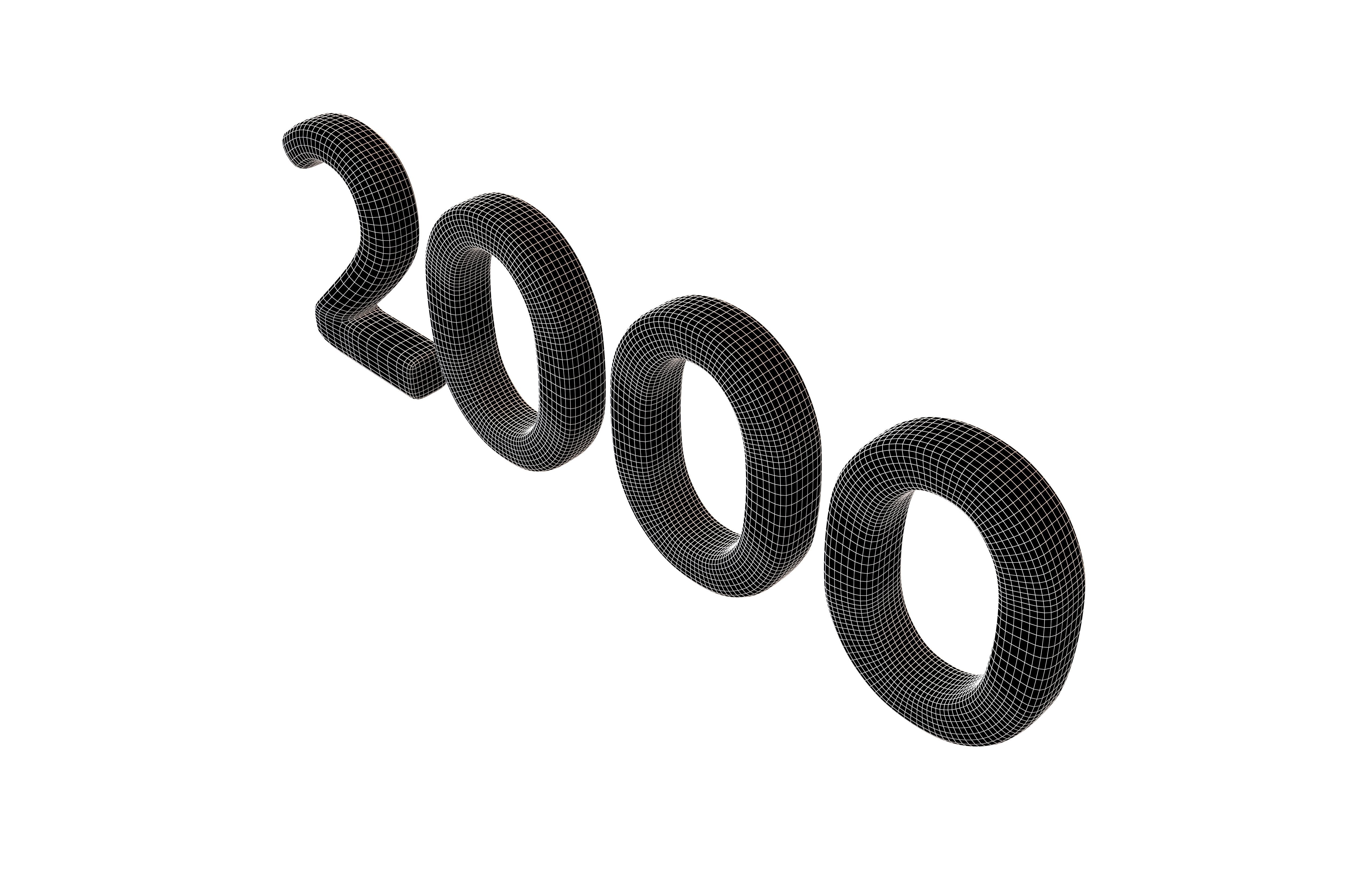 Year Number 2000 v1 002 Low-poly 3D model_5