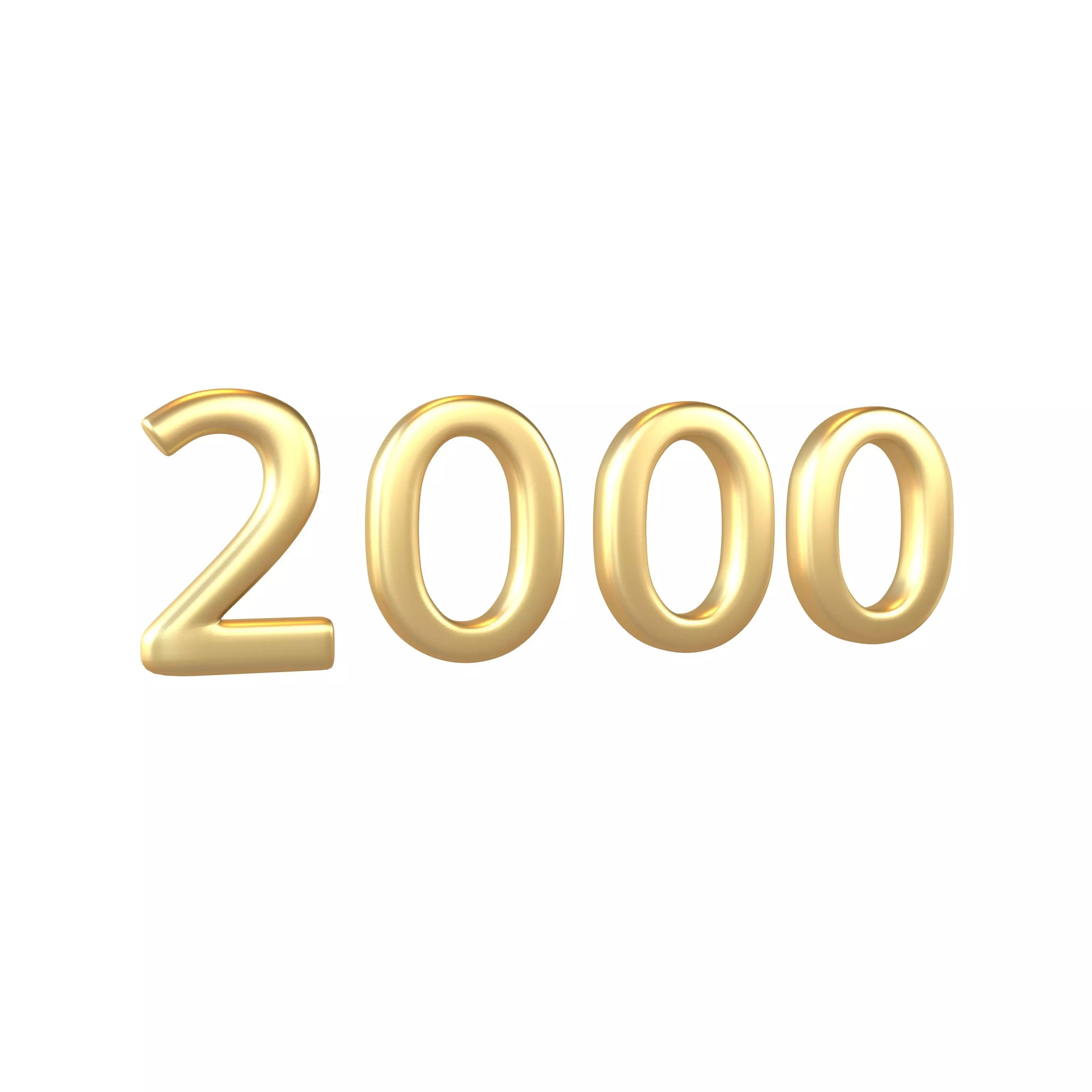 Year Number 2000 v1 002 Low-poly 3D model_0