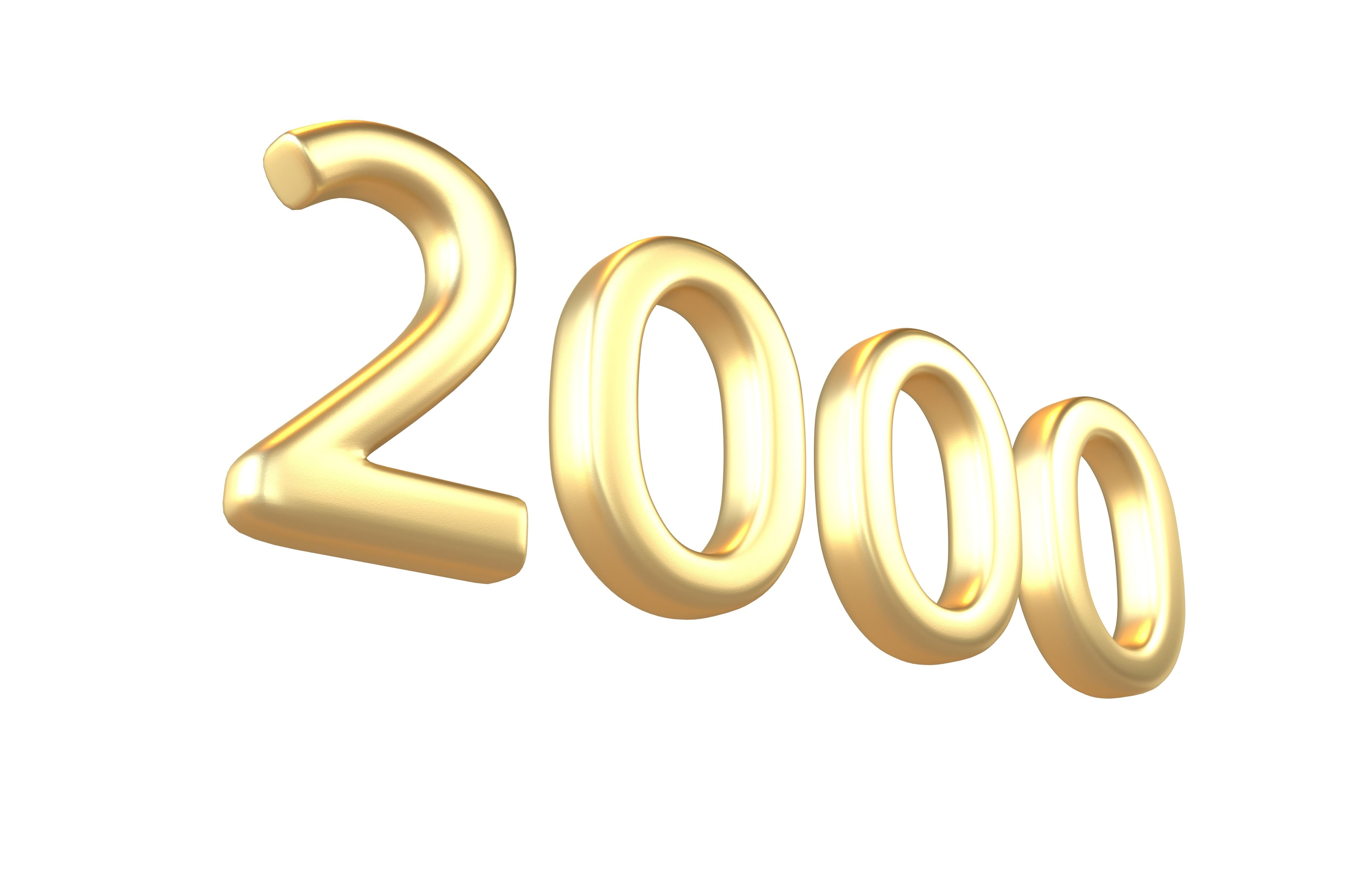 Year Number 2000 v1 002 Low-poly 3D model_3