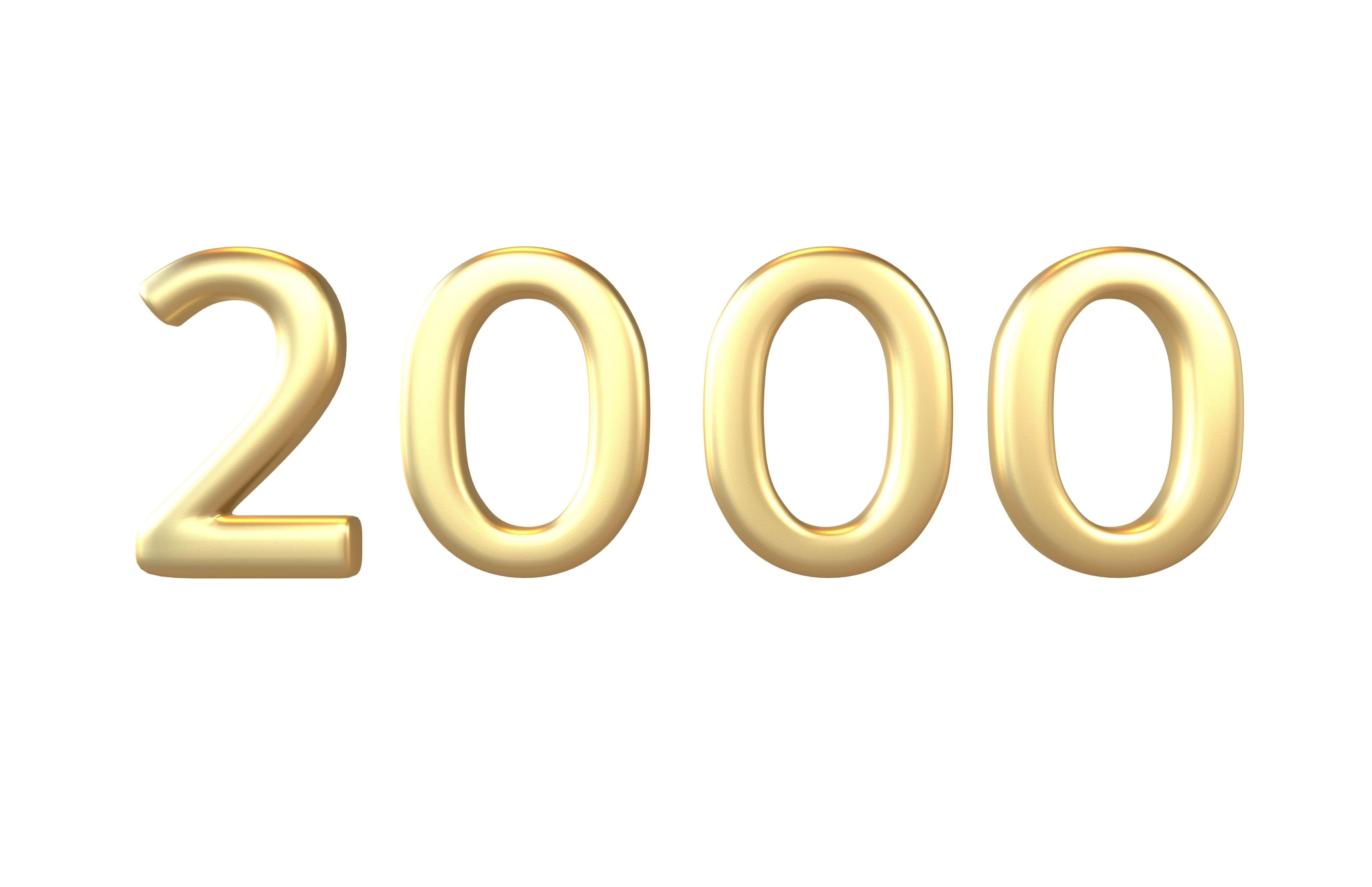 Year Number 2000 v1 002 Low-poly 3D model_2