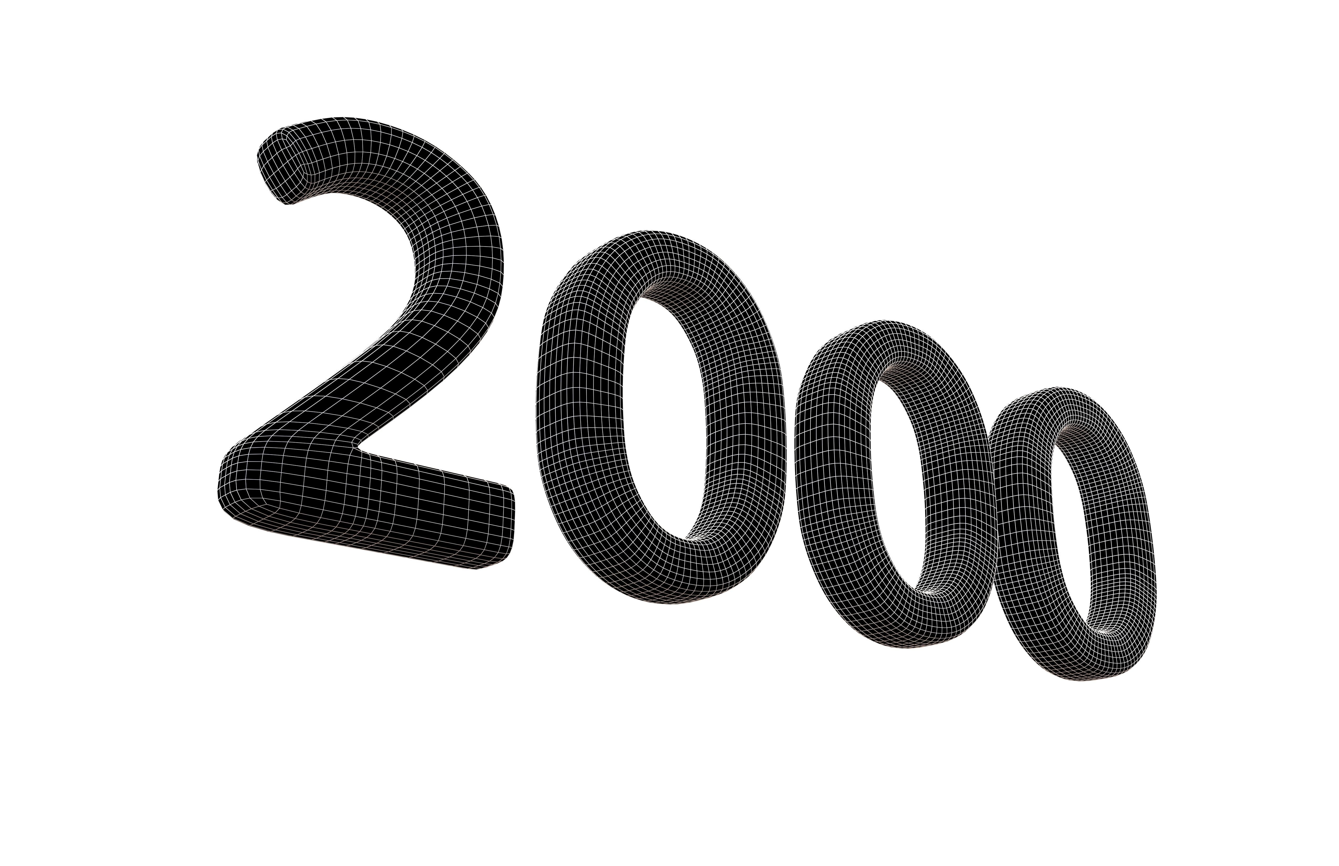 Year Number 2000 v1 003 Low-poly 3D model_7