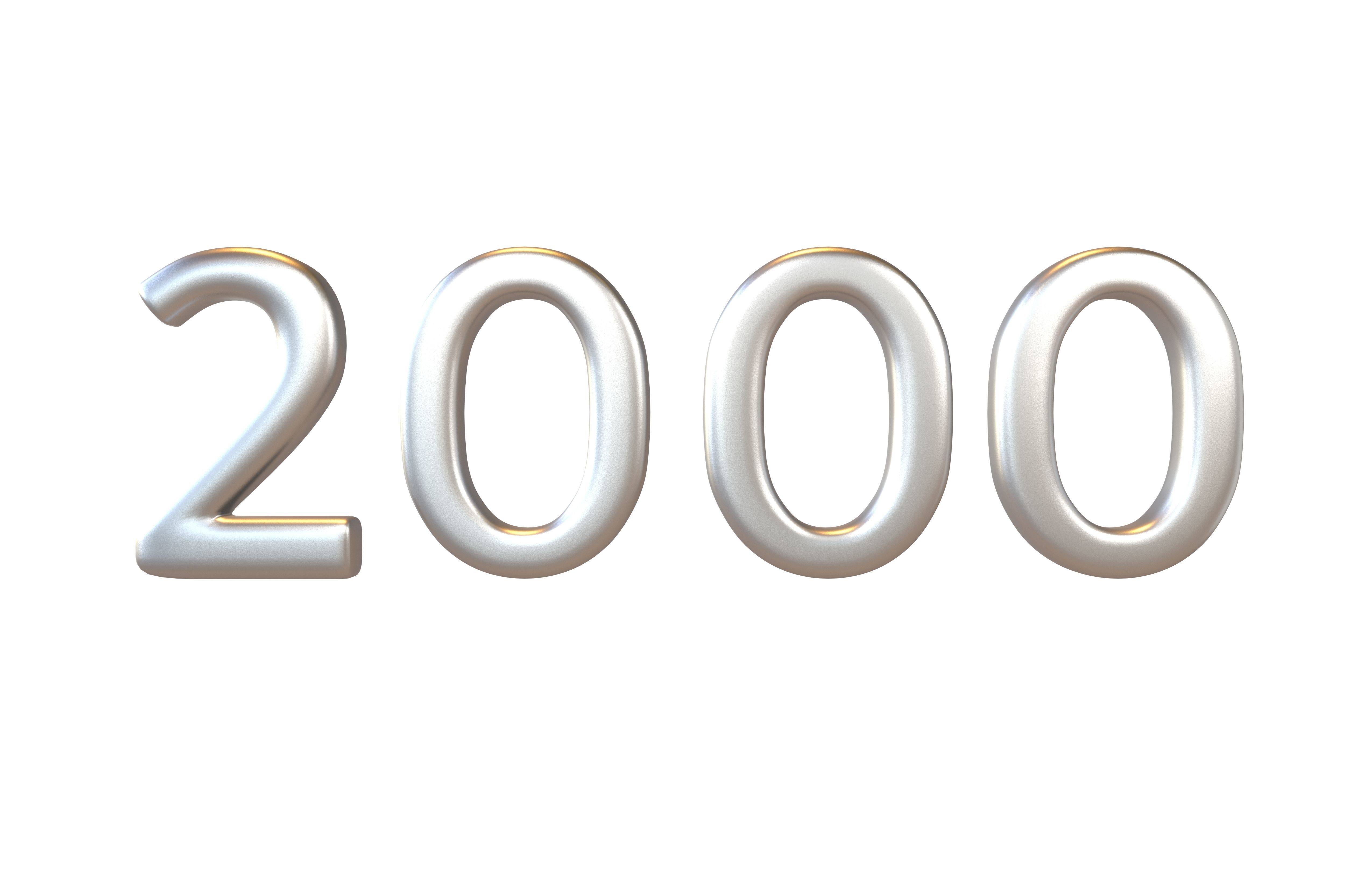 Year Number 2000 v1 003 Low-poly 3D model_3