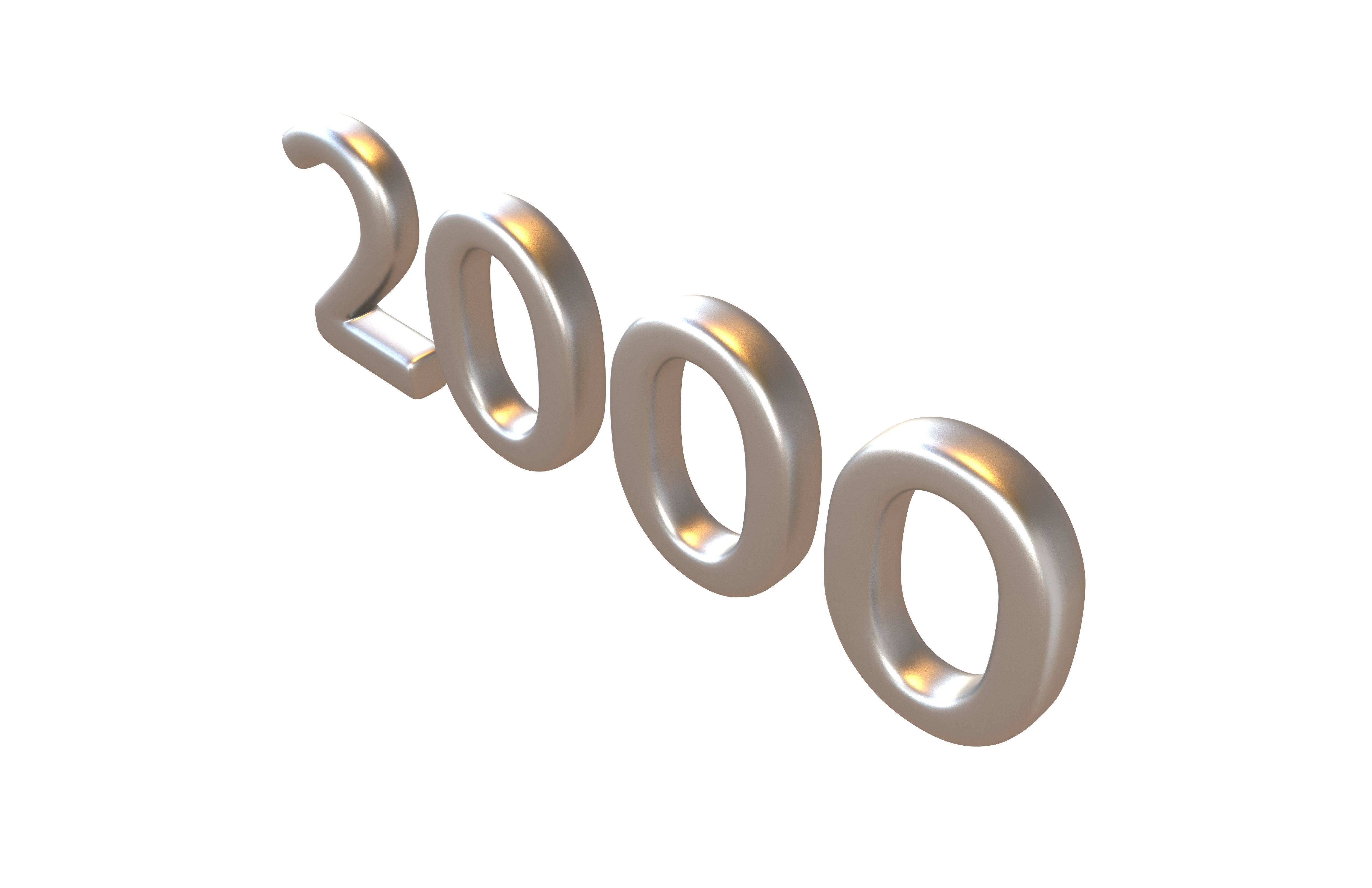 Year Number 2000 v1 003 Low-poly 3D model_1