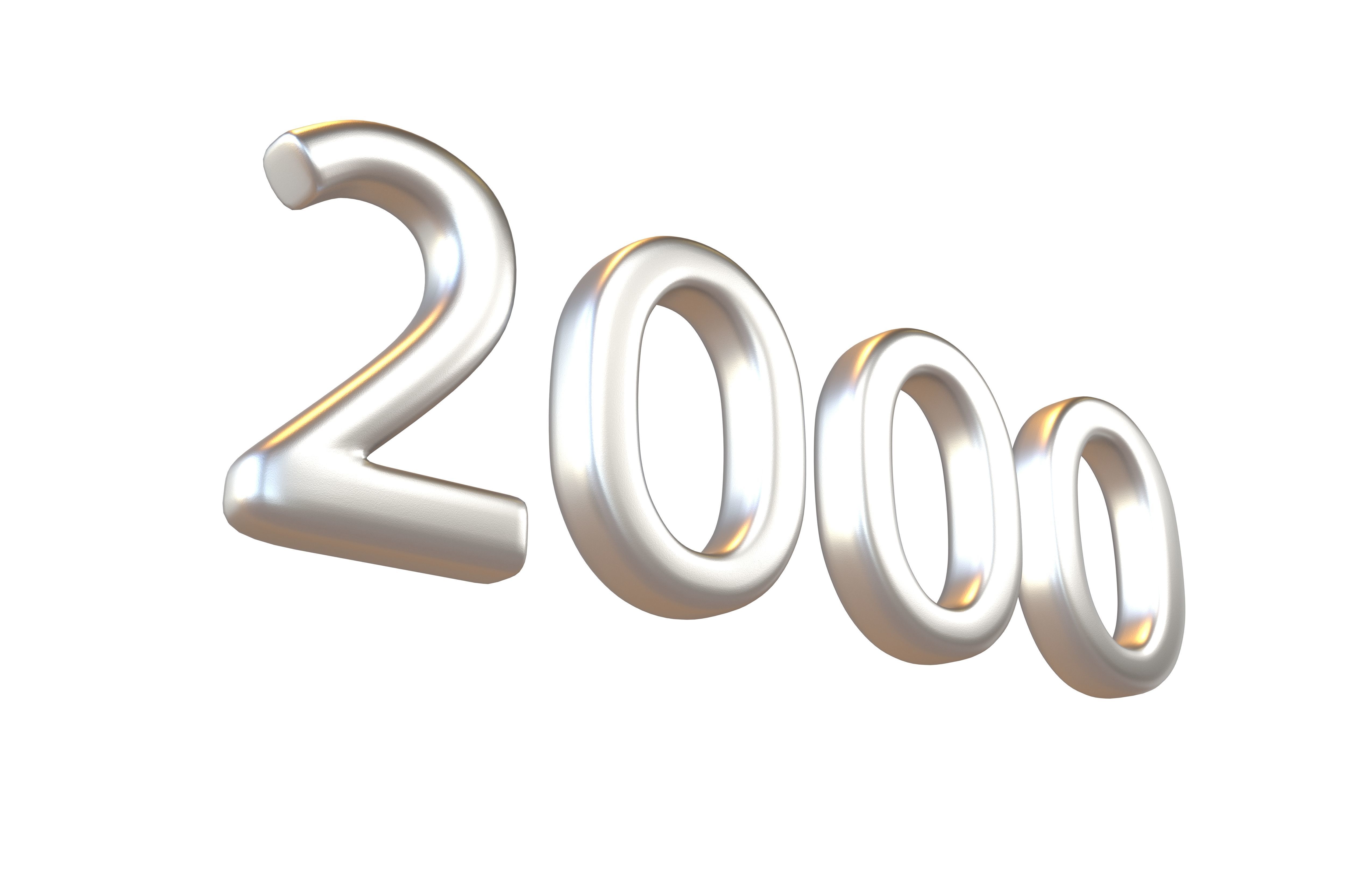 Year Number 2000 v1 003 Low-poly 3D model_2