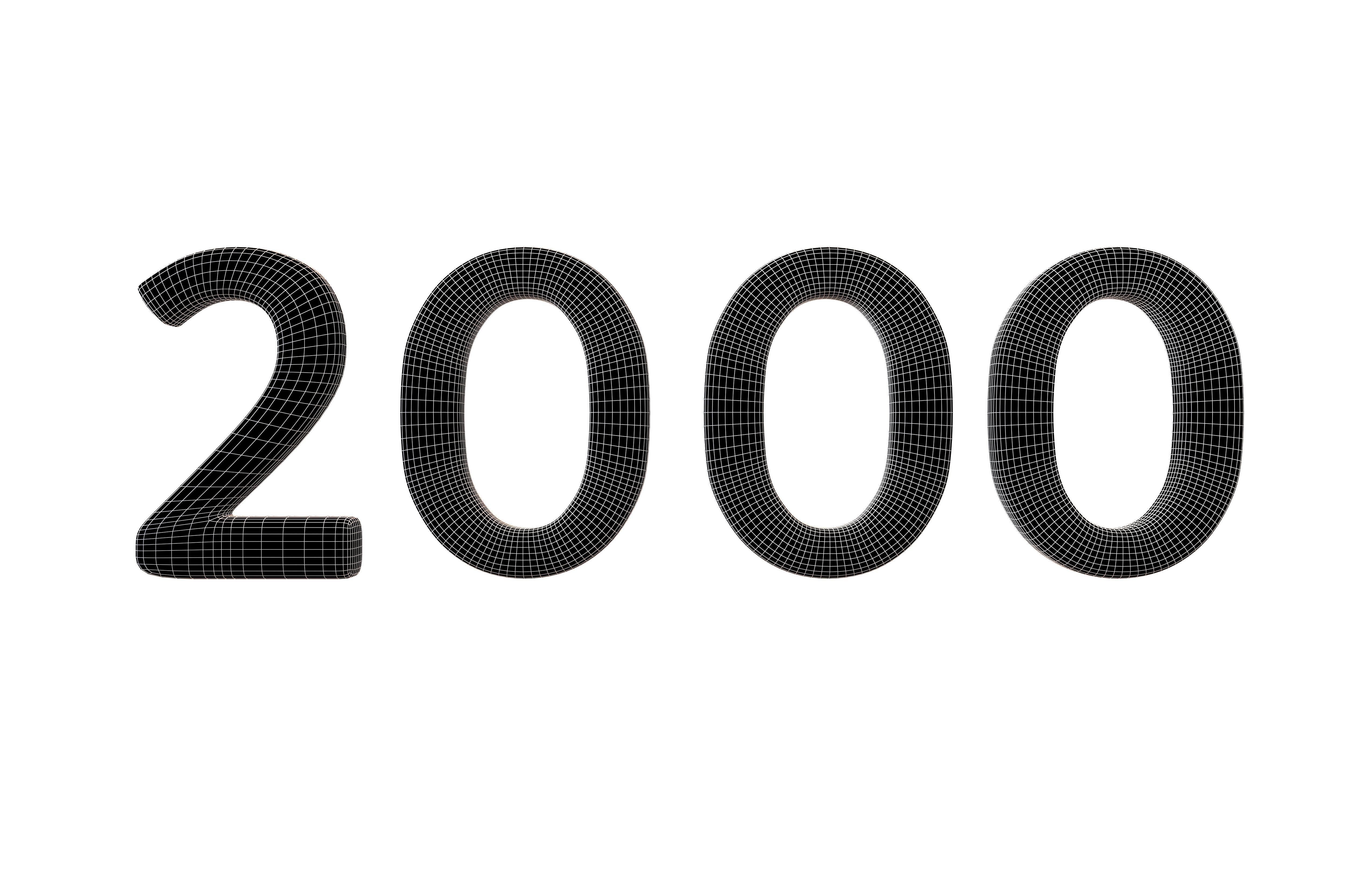 Year Number 2000 v1 003 Low-poly 3D model_4