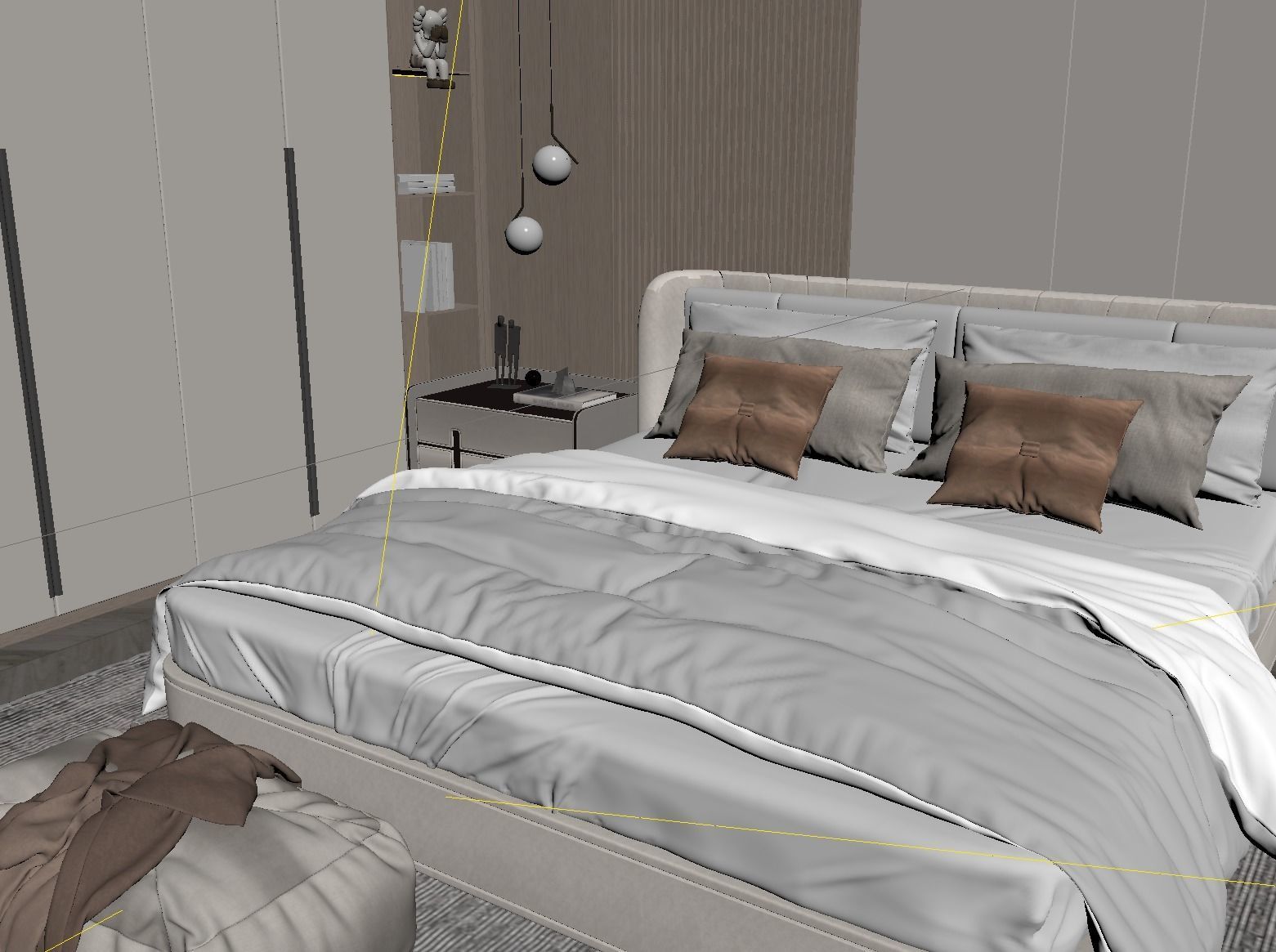 Cozy Bedroom Interior Scene 3D model_6