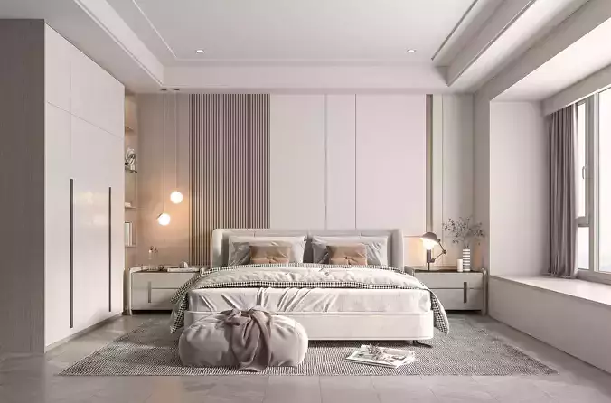 Cozy Bedroom Interior Scene 3D model