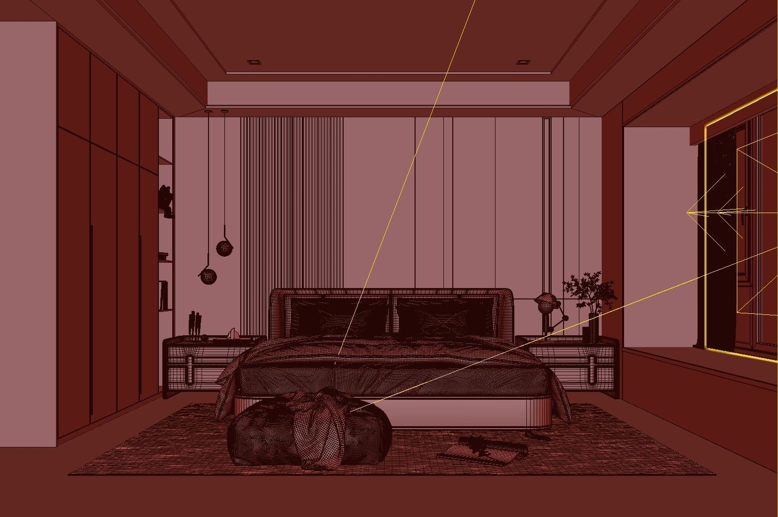 Cozy Bedroom Interior Scene 3D model_1