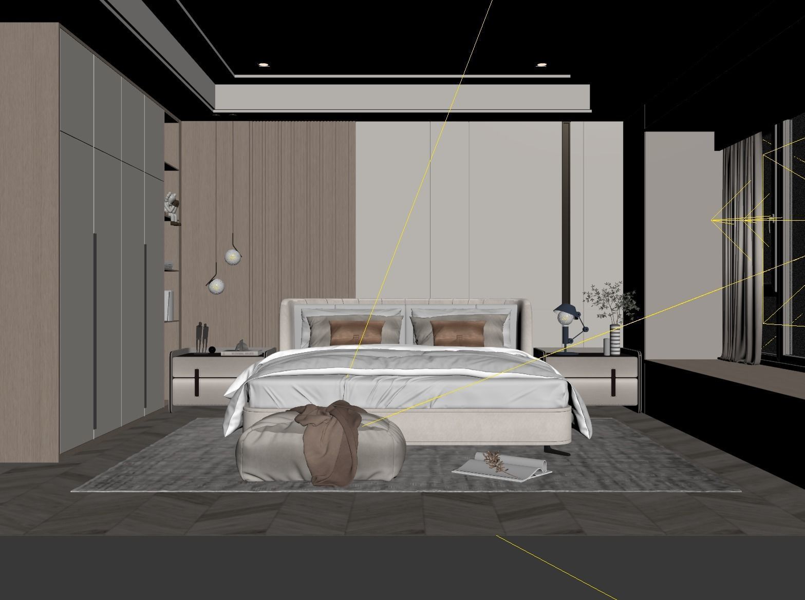 Cozy Bedroom Interior Scene 3D model_2