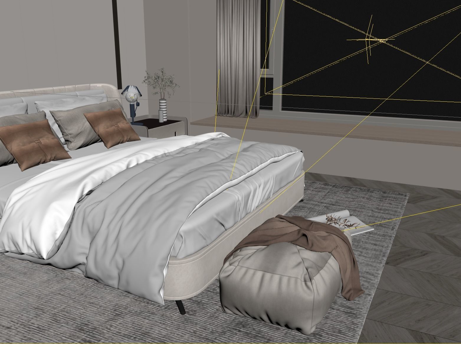 Cozy Bedroom Interior Scene 3D model_5