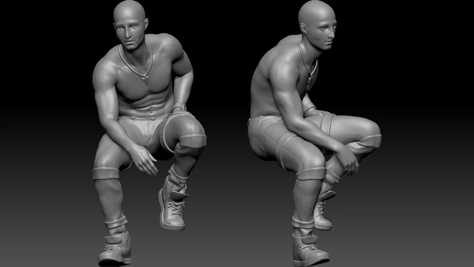 balt man sitting 3D print model_0