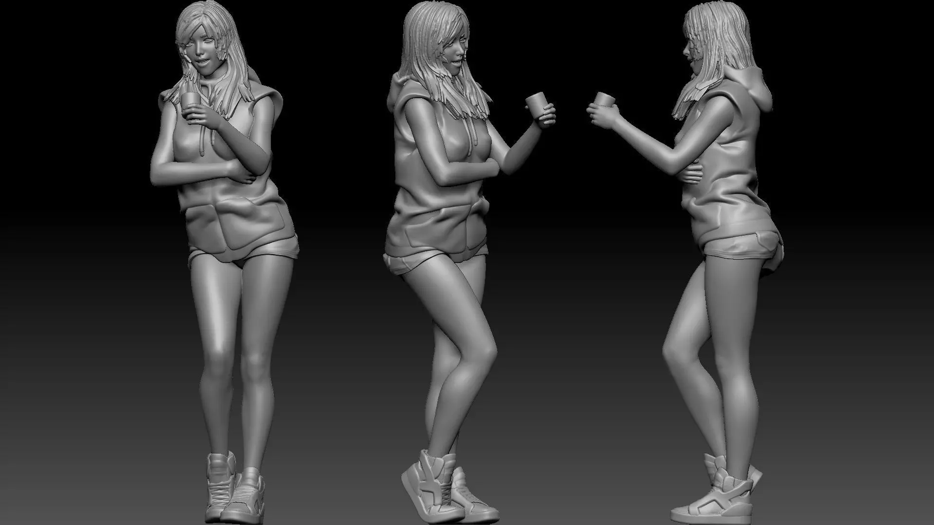 girls drink 3D print model_0