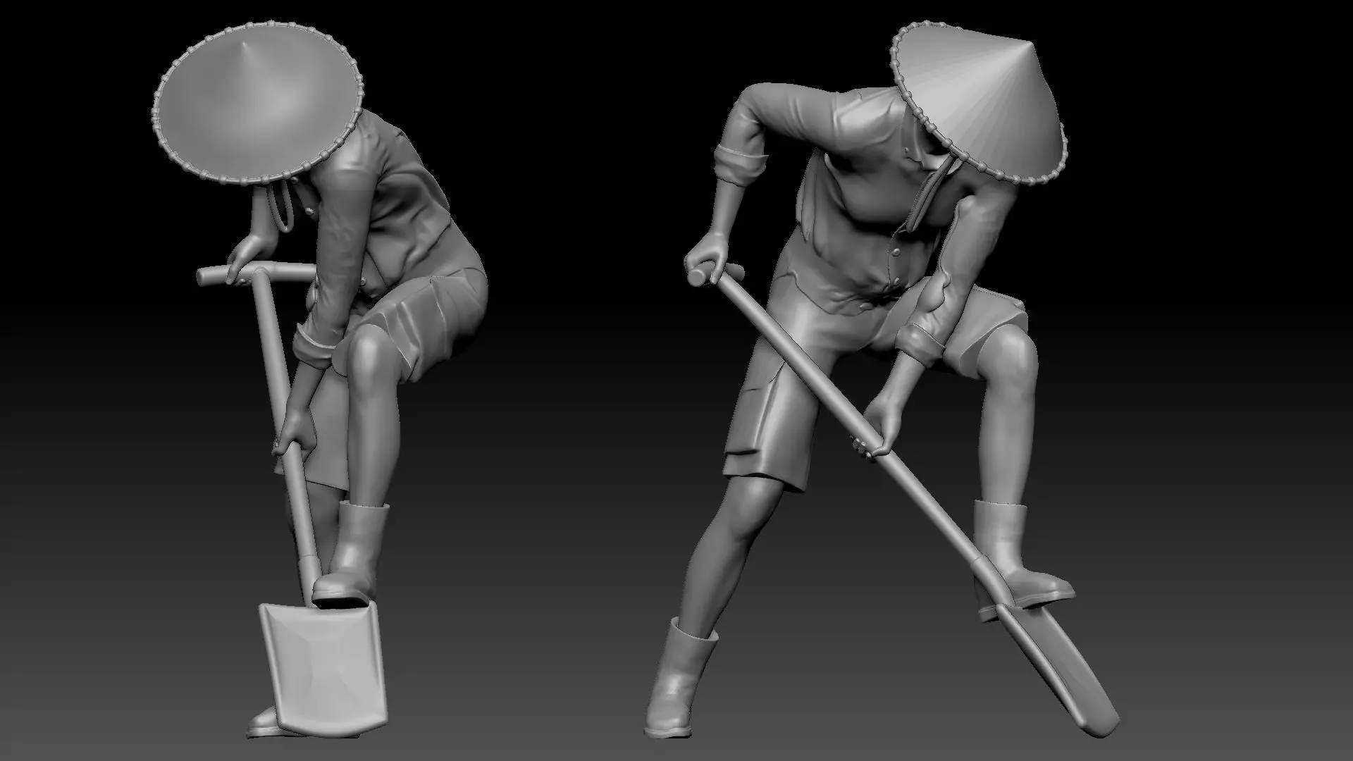 farmer digging 3D print model_0