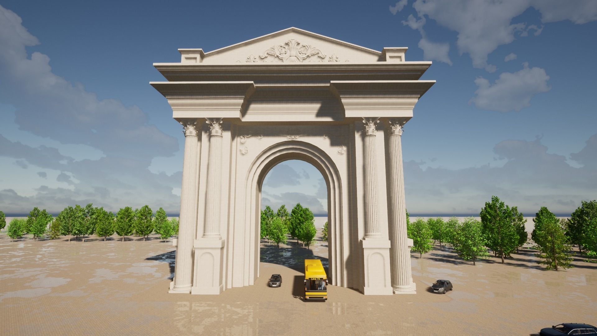 Roman Gate  Low-poly 3D model_5
