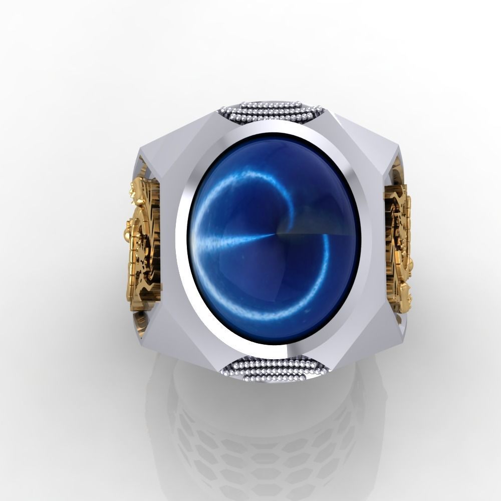RING MAN- DARGON-SAPPHERE BLUE STAR 15-12 MM 3D print model_2