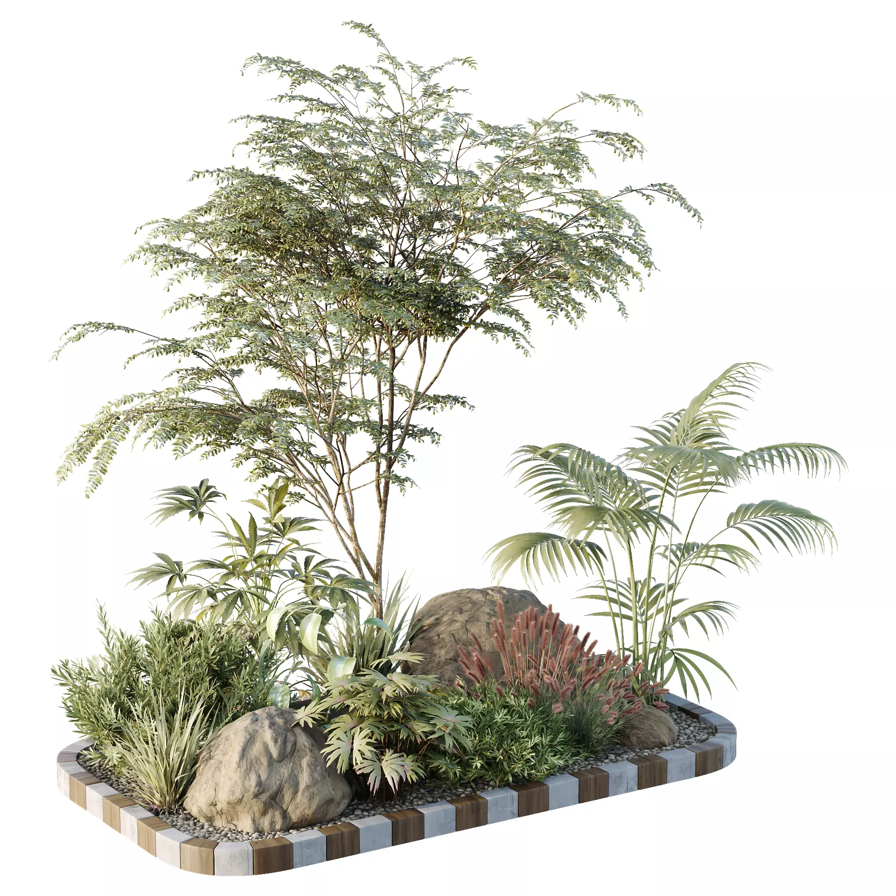 HQ Tree and bush garden box outdoor VOL 14 3D model