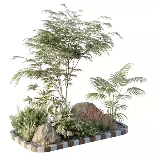 HQ Tree and bush garden box outdoor VOL 14 3D model