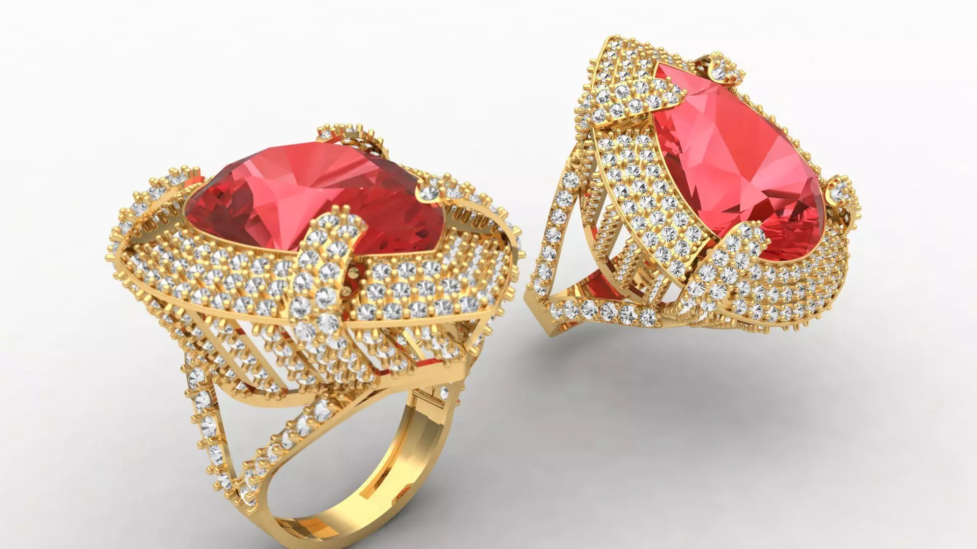 Pear Woman Diamond Ring 3D print model