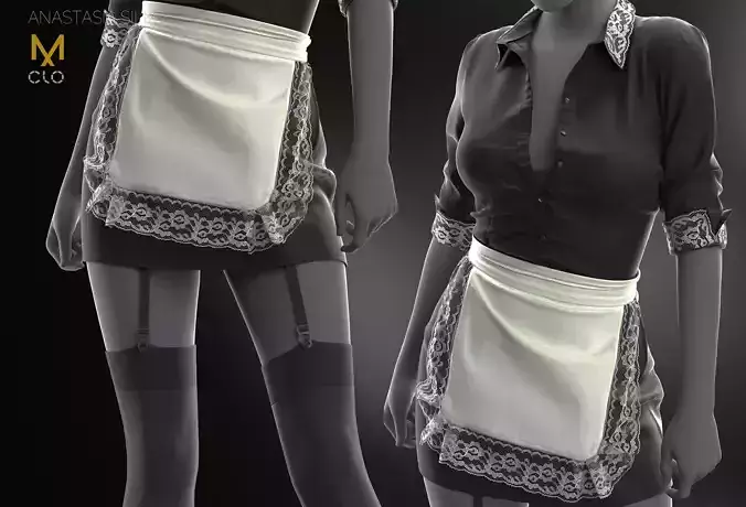 Maid Costume - American - Horror Story - Moira OHara - MD-CLO3D 3D model